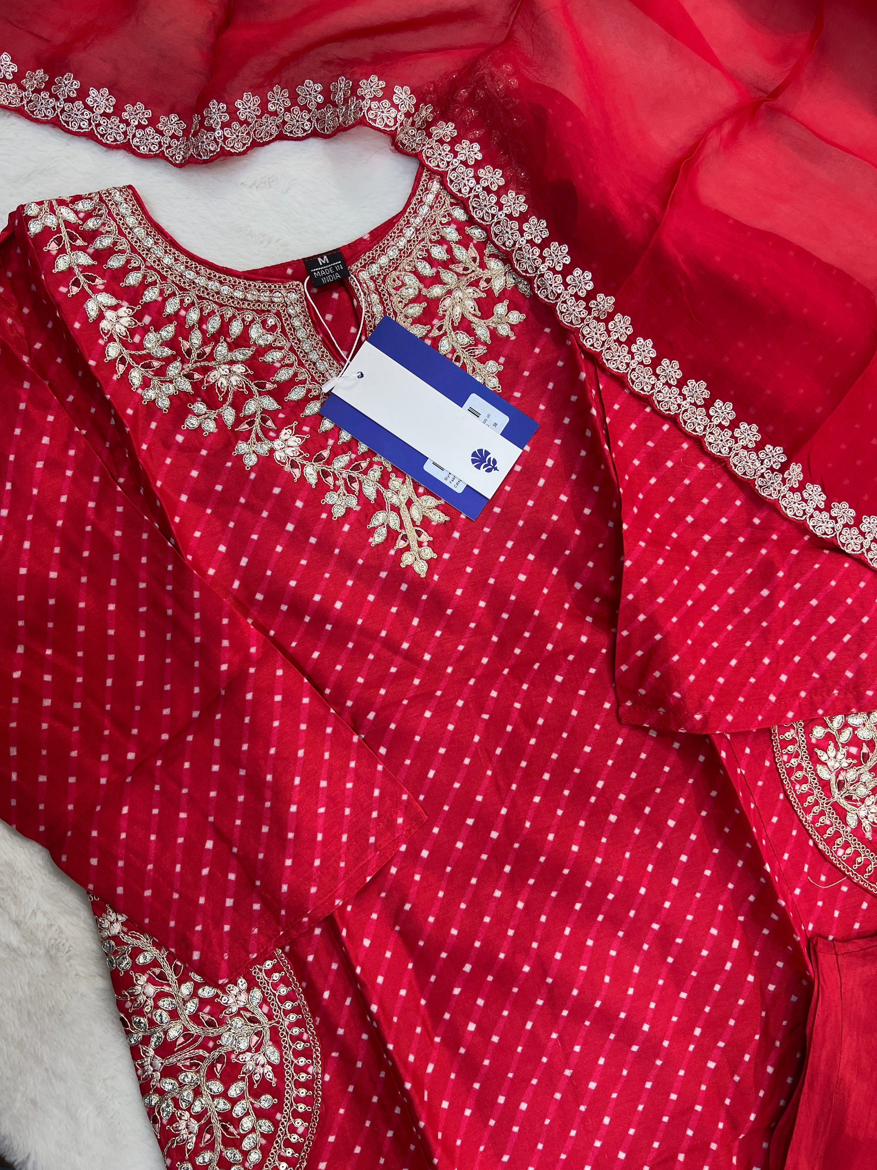 Zyra Bandhani Silk Embroidered Pant Set