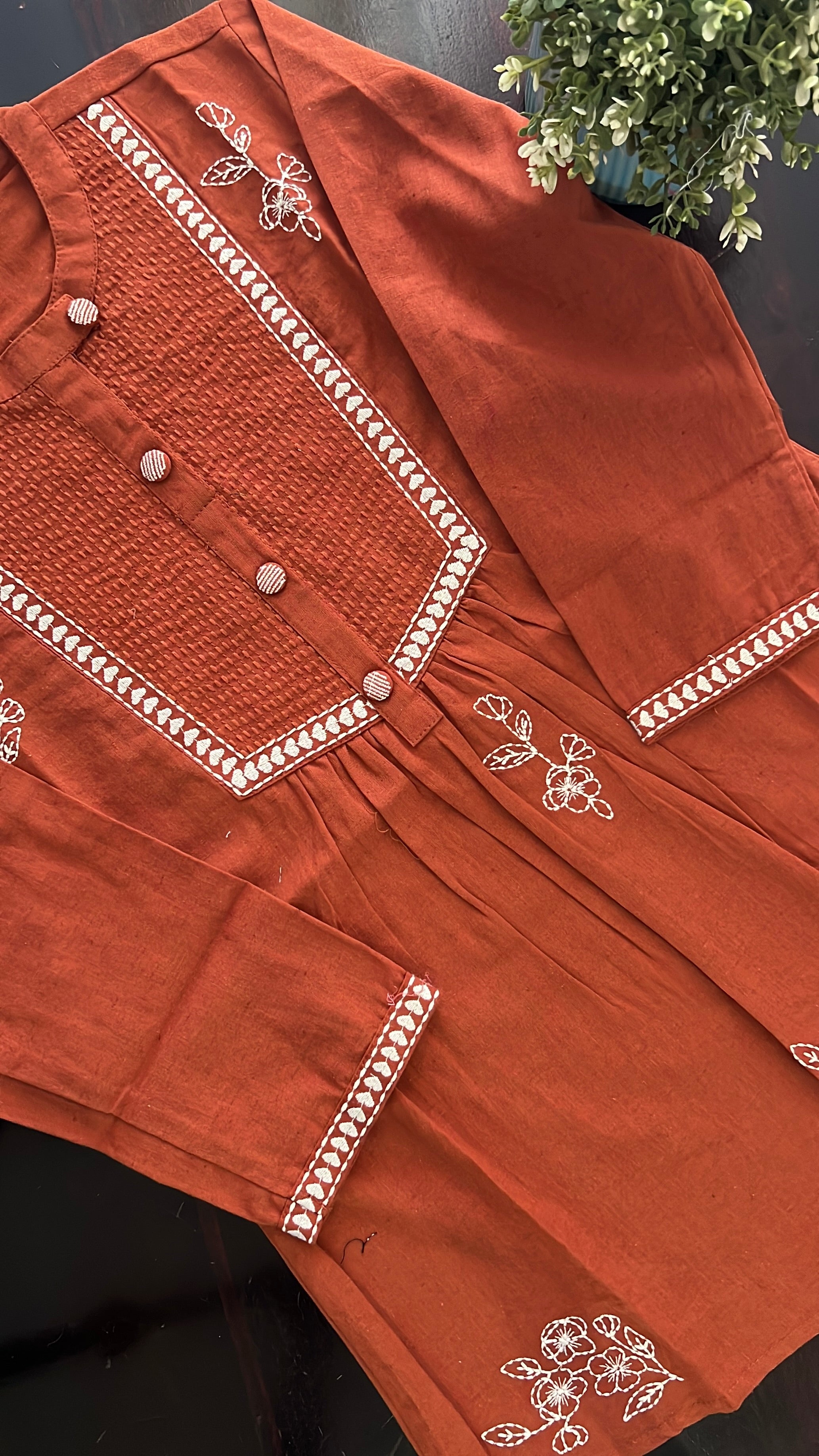 Tarini A-line cotton Embroidered Short Top