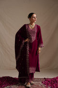Makhmul Velvet Embroidered Pant Set