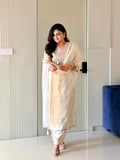 Tira Ivory Tissue Mirror Embroidered Dupatta Set