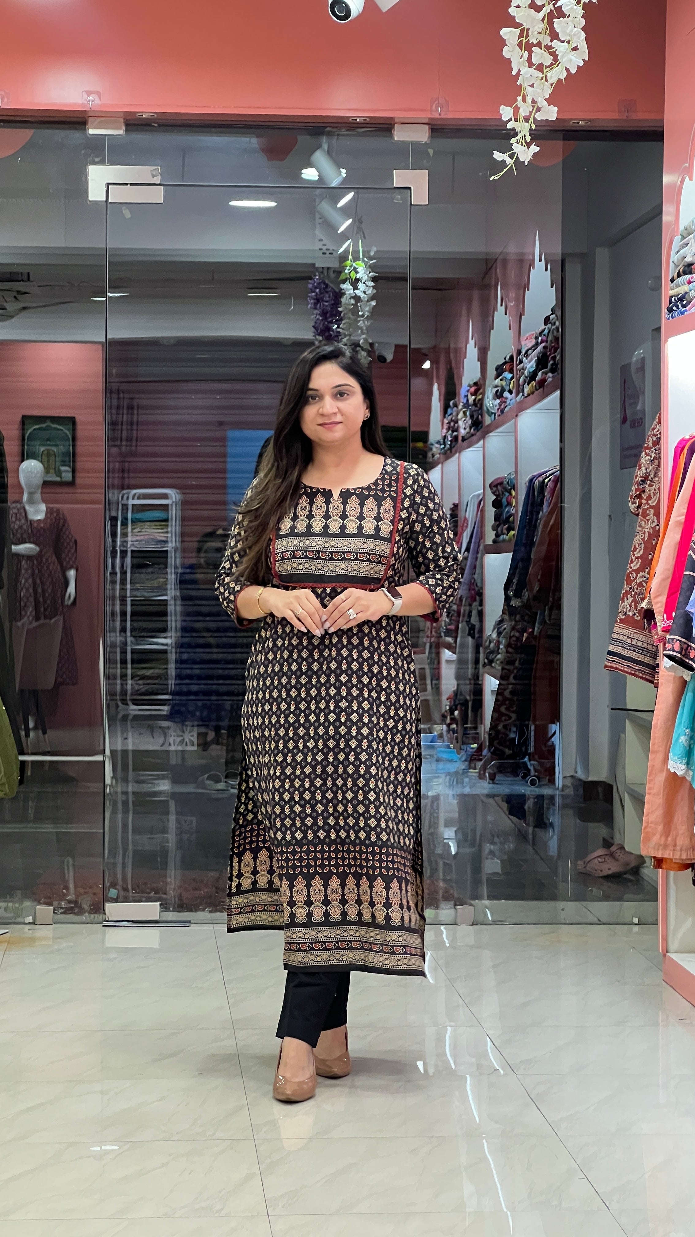 Cotton Ajrakh Casual Straight Kurta