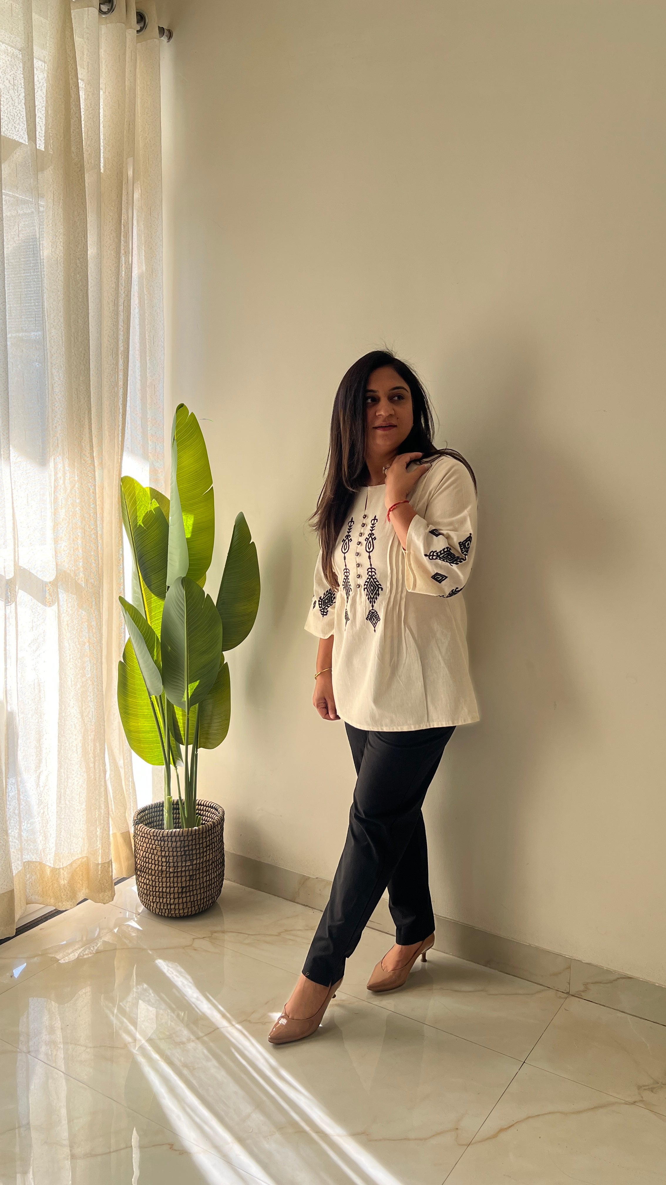 Hema Cotton Embroidered Short Top