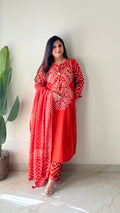 Sanchi Cotton Bandhani Straight Pant Set