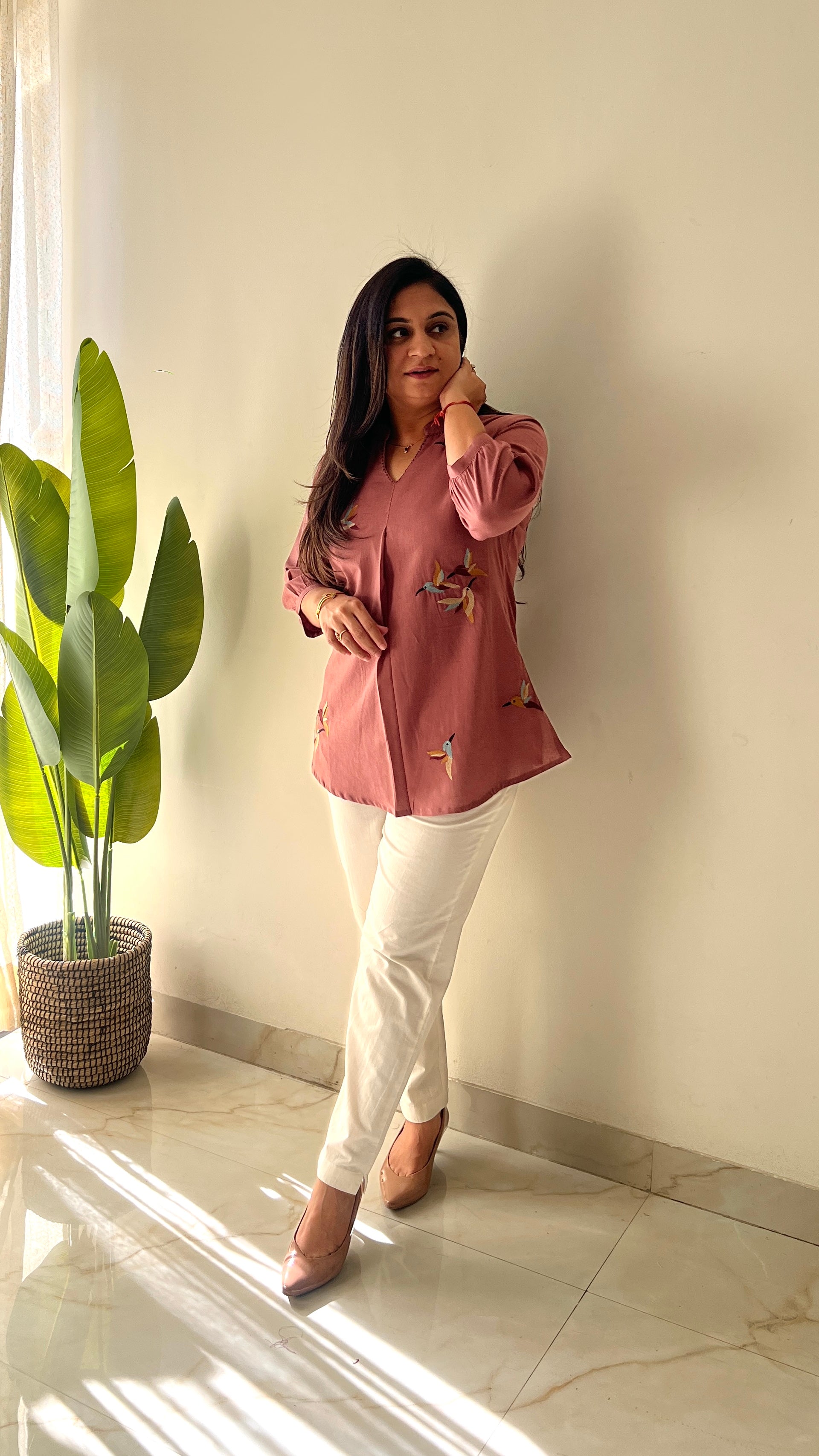 Kashi Cotton Embroidered Short Top