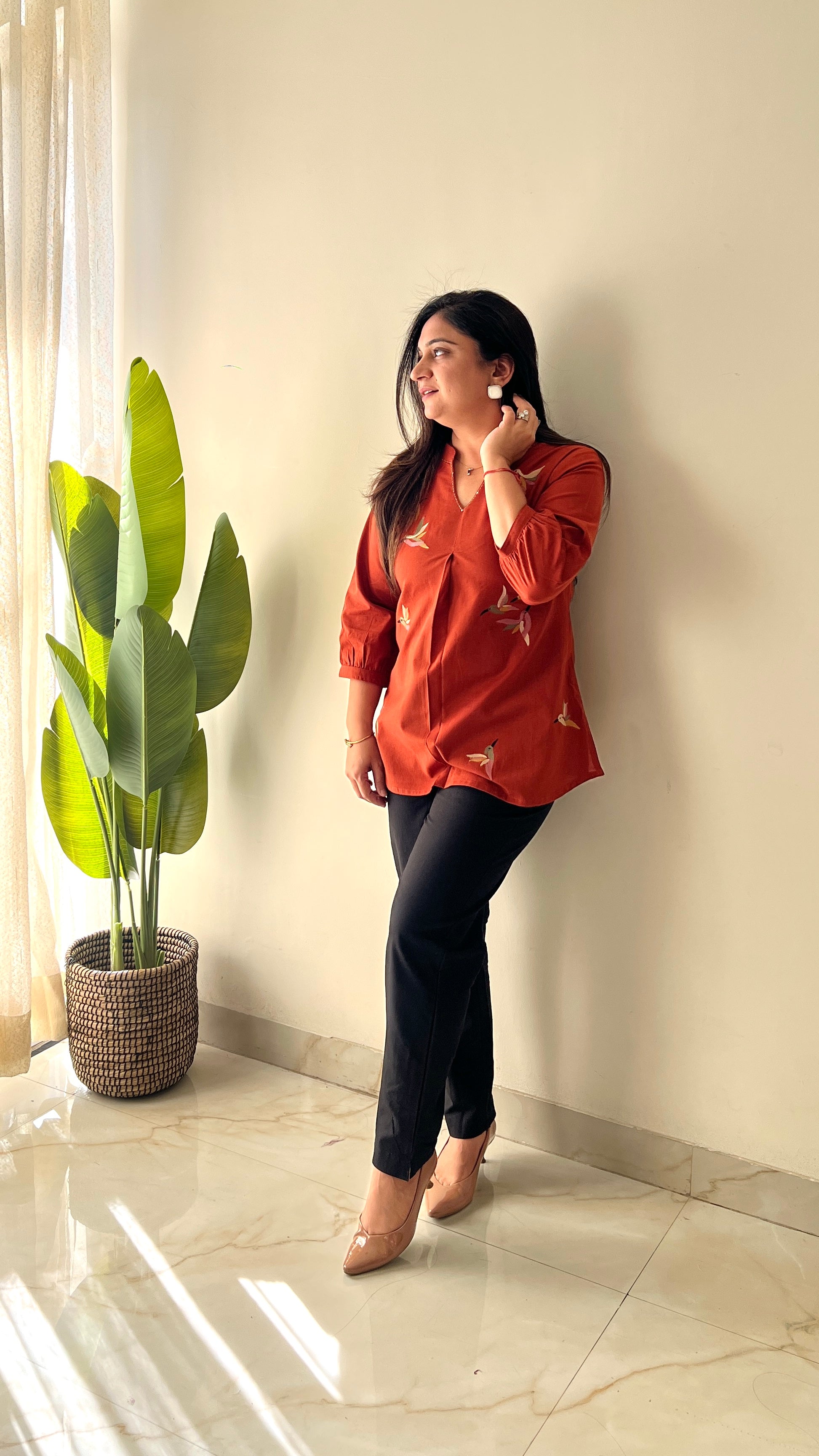 Kashi Cotton Embroidered Short Top