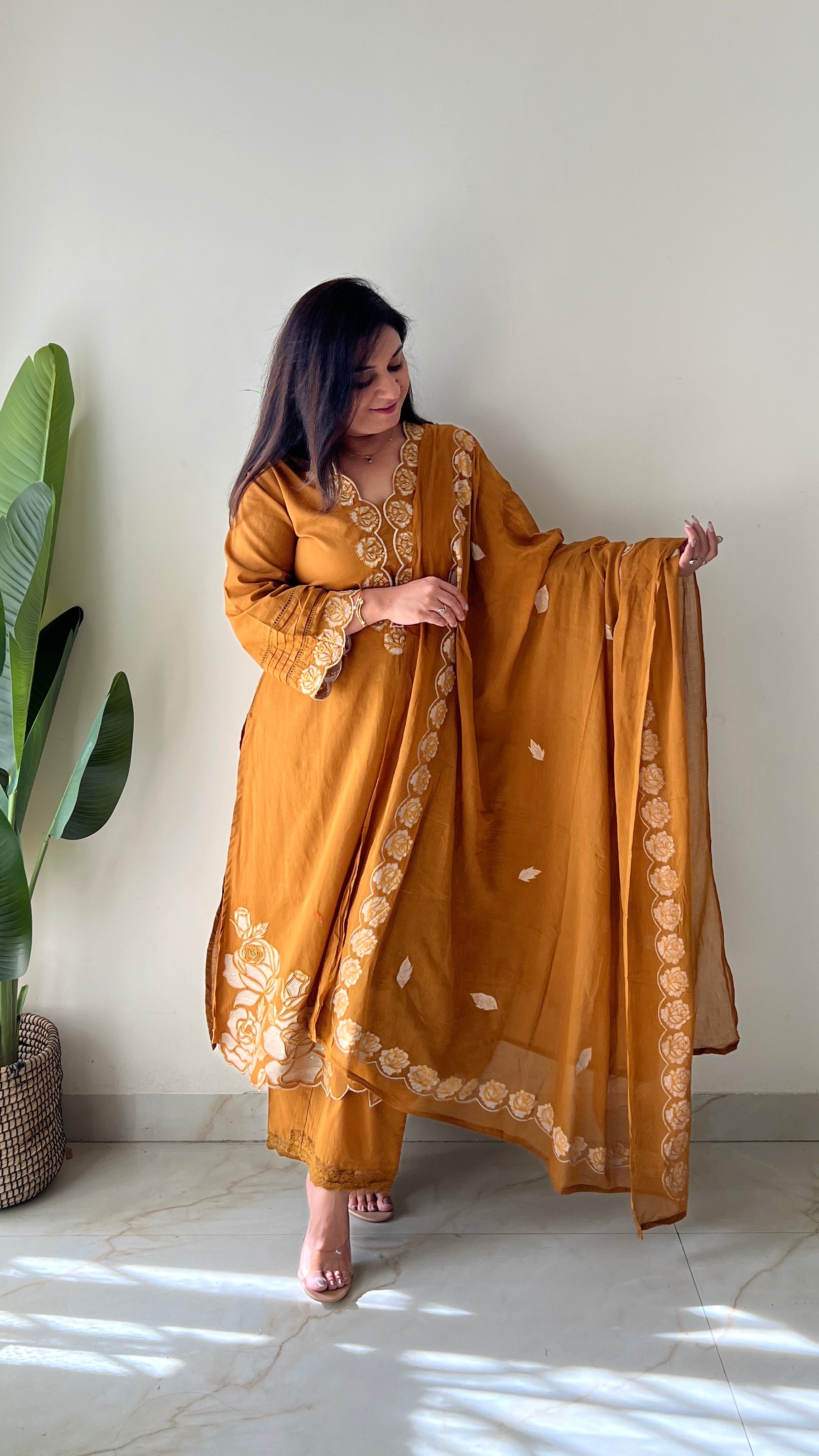 Sejal Cotton Cutwork Applique HandEmbroidered Pant set