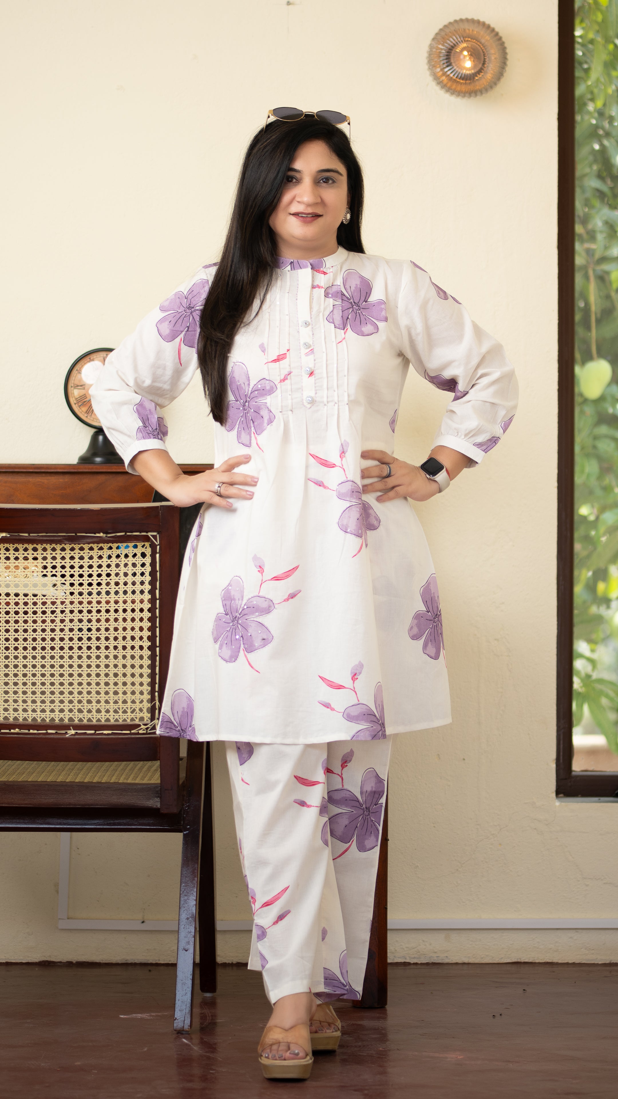 Emmi Purple Cotton Floral Coord Set