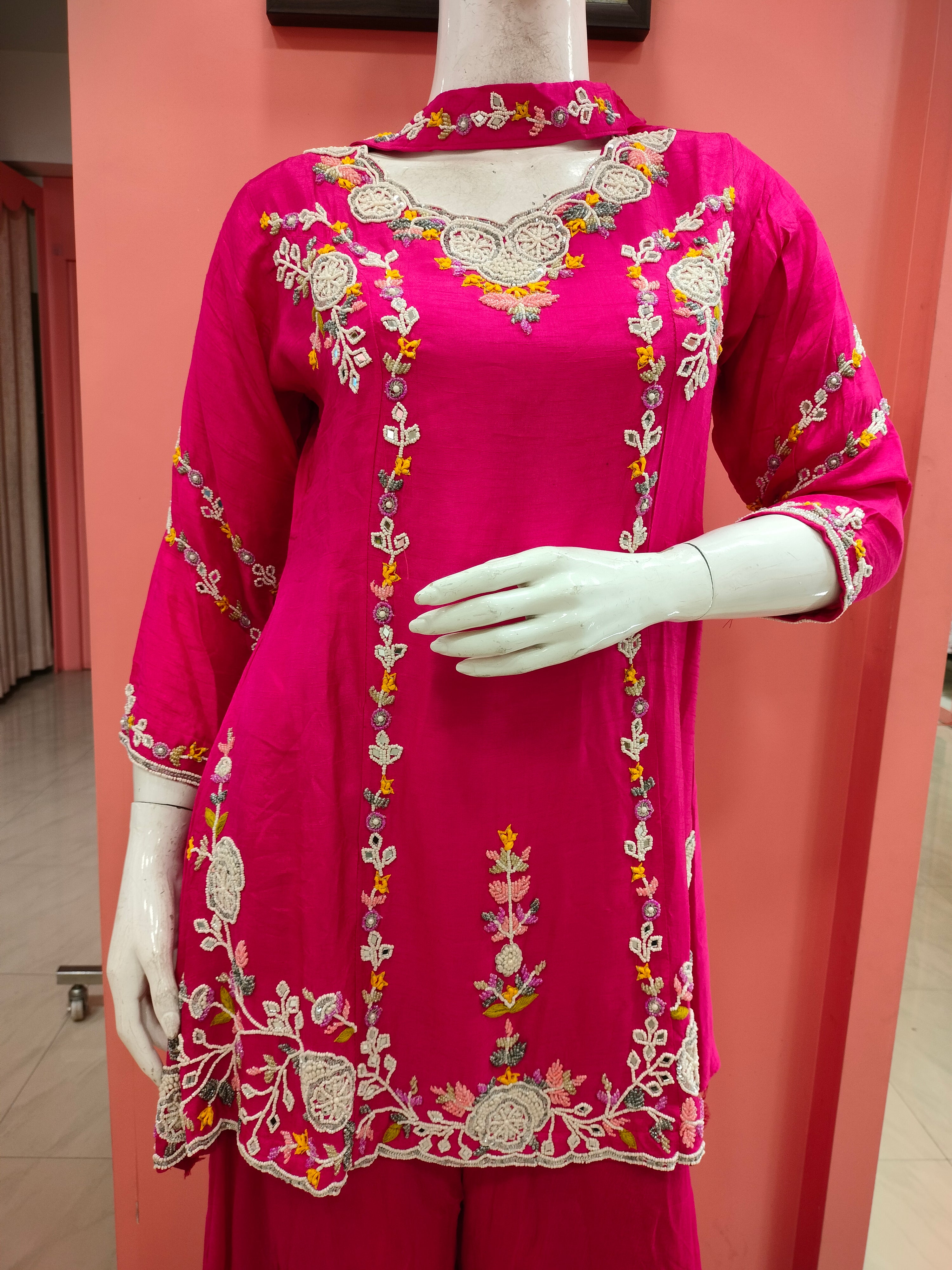 ‘Zainit’ Silk Hand Embroidered Sharara Set