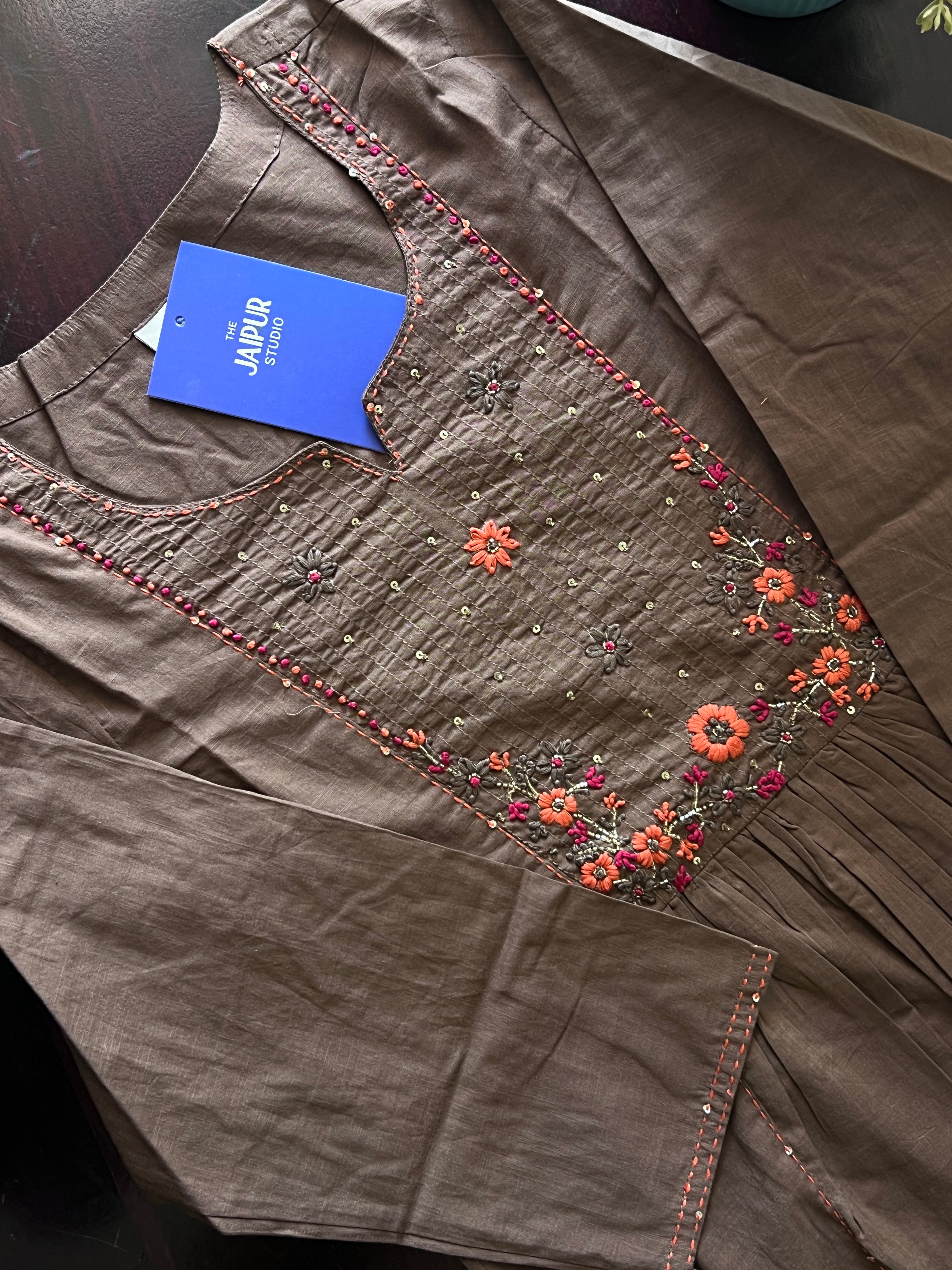 Lina Cotton HandEmbroidered A-line Pant Set