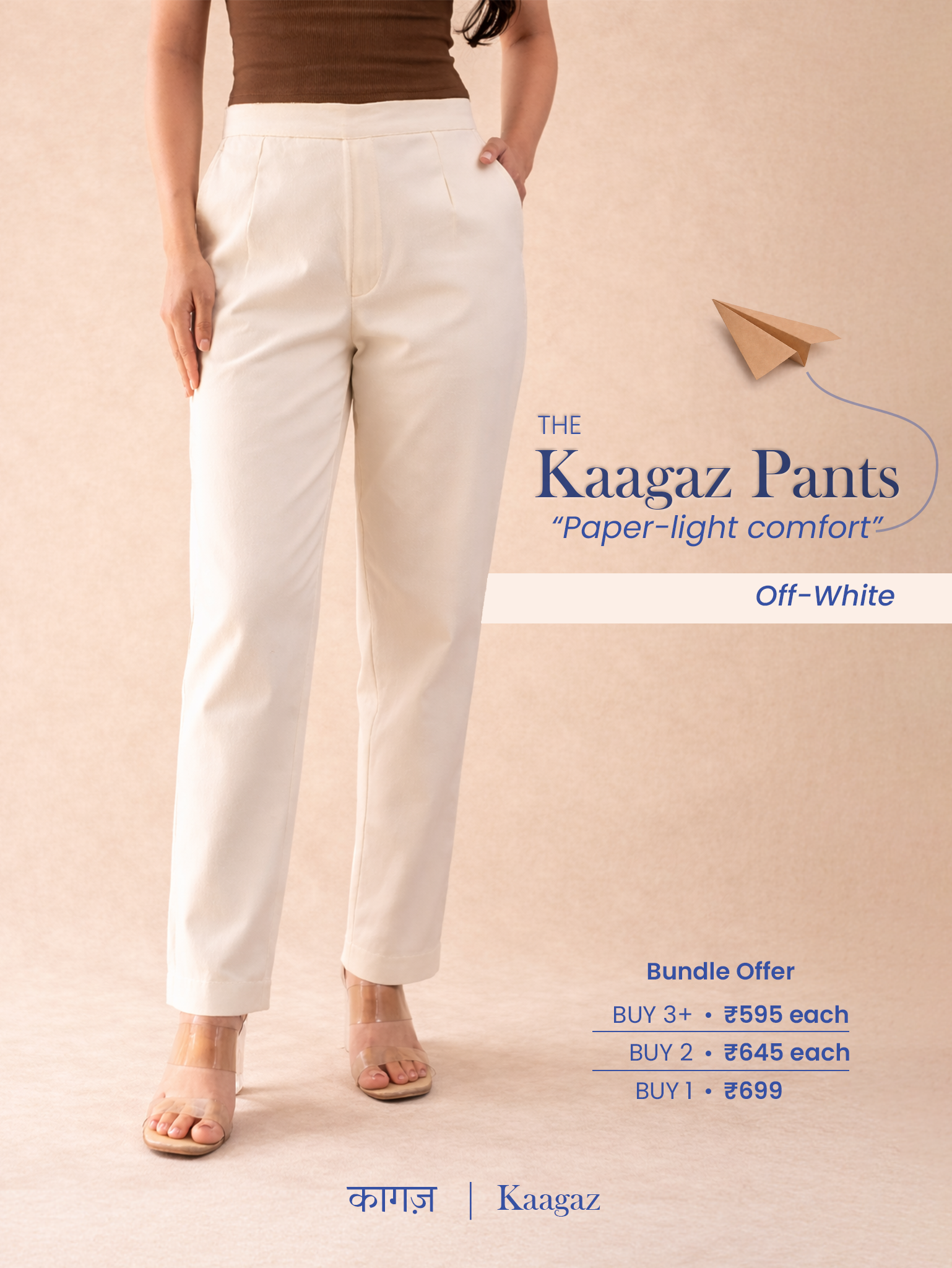 All-Day Cotton Straight Pant for Women-Off White