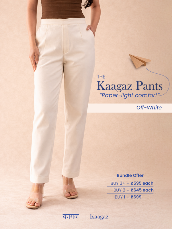 All-Day Cotton Straight Pant for Women-Off White