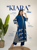 Kiara Blue Tribal Bagh Cotton BeadWork Kurta Set