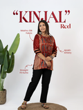 Kinjal Red Designer Mashru Silk Ajrakh Short Top