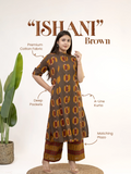 Ishani Brown Cotton A-line Kurta Set