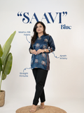 Saavi Blue Designer Mashru Silk Ajrakh Short Top