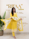 Rifaa yellow  Cotton Embroidered Straight Dupatta Set