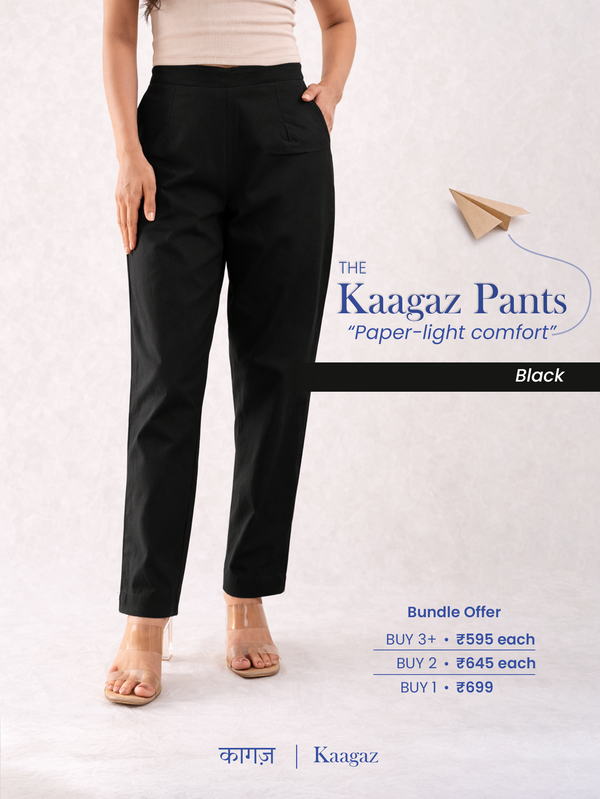 All-Day Cotton Straight Pant for Women-Black