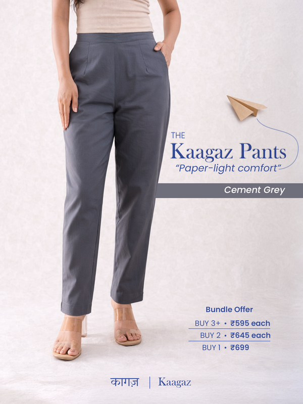 All-Day Cotton Straight Pant for Women-Cement Grey