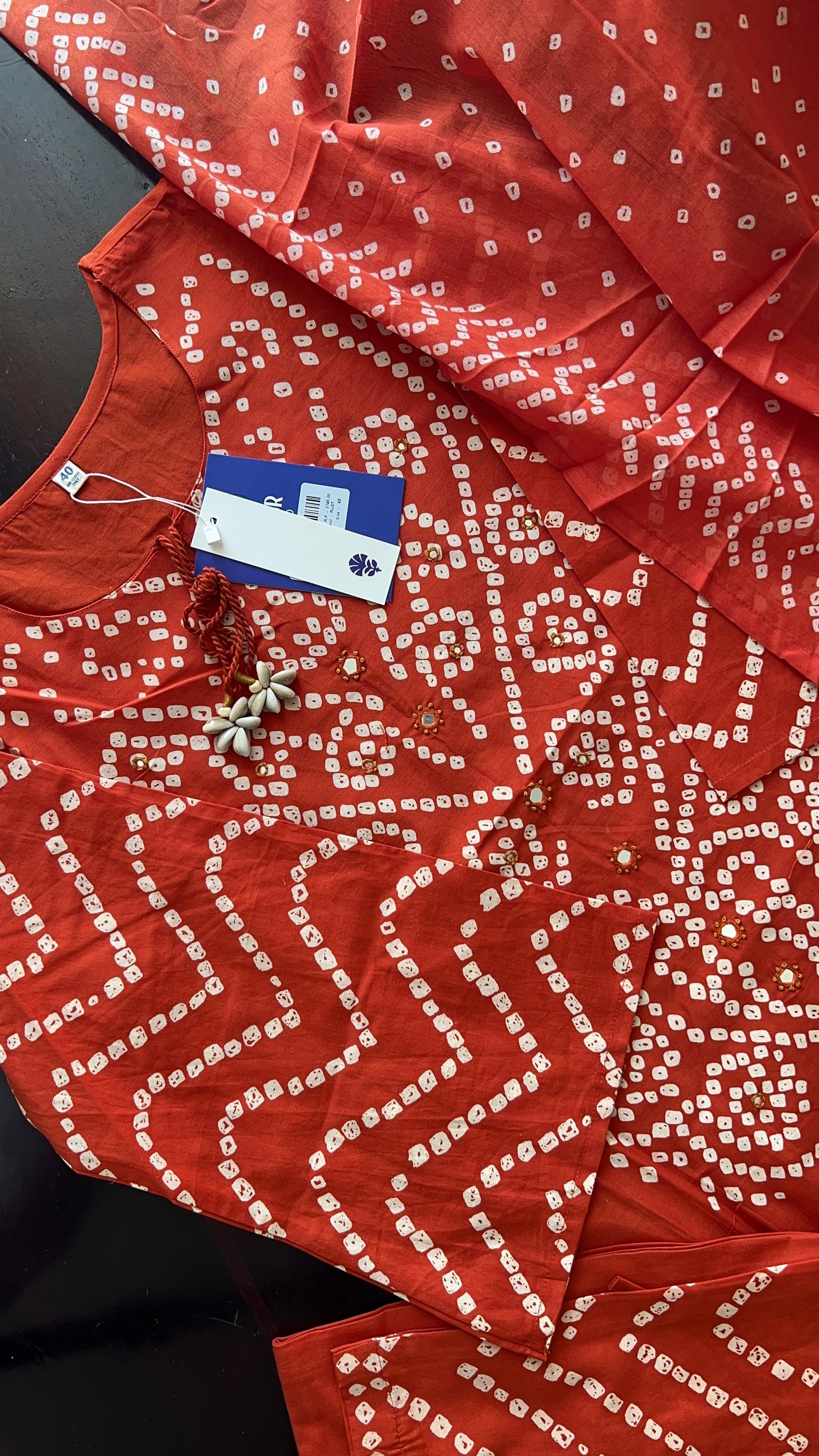 Sanchi Cotton Bandhani Straight Pant Set