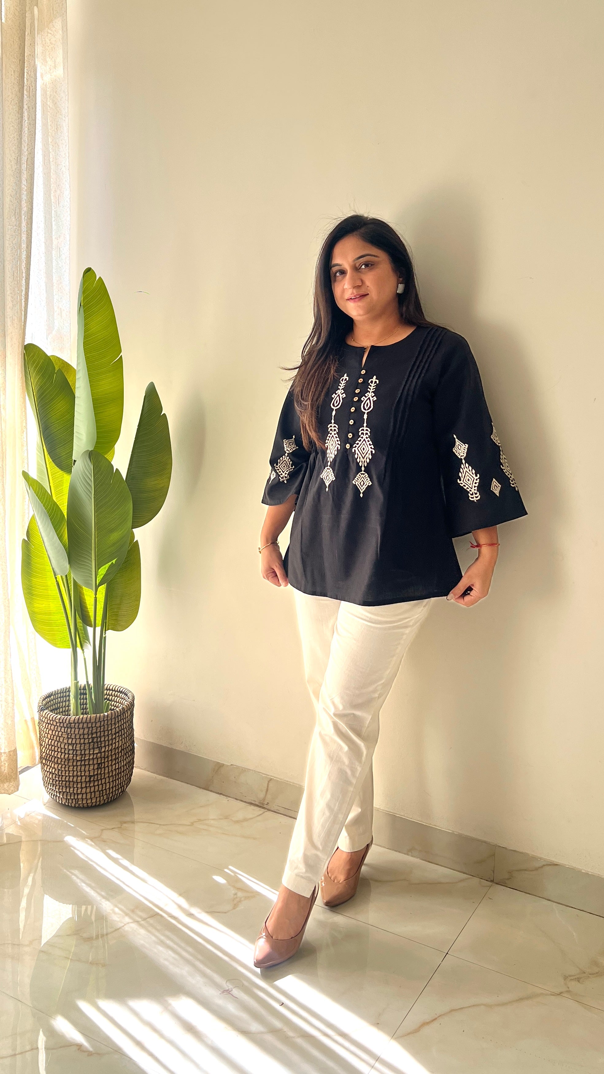 Hema Cotton Embroidered Short Top