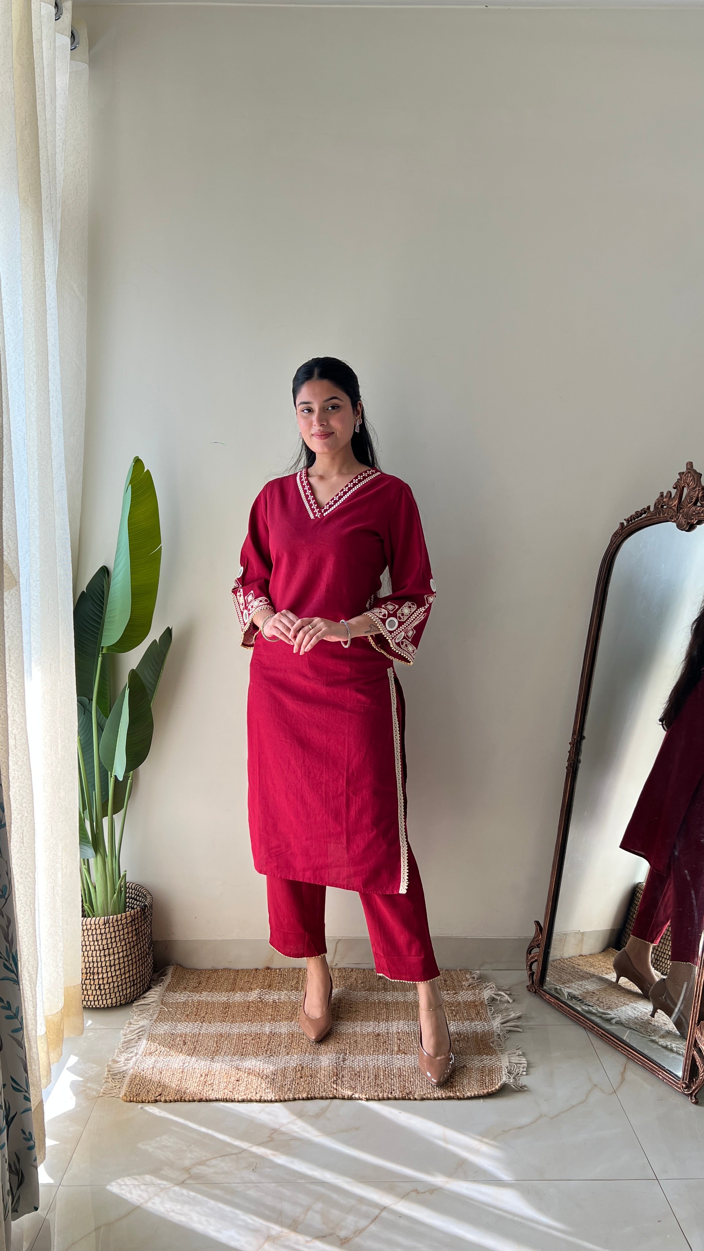 Jalsa Kutch Embroidered Straight Pant Set