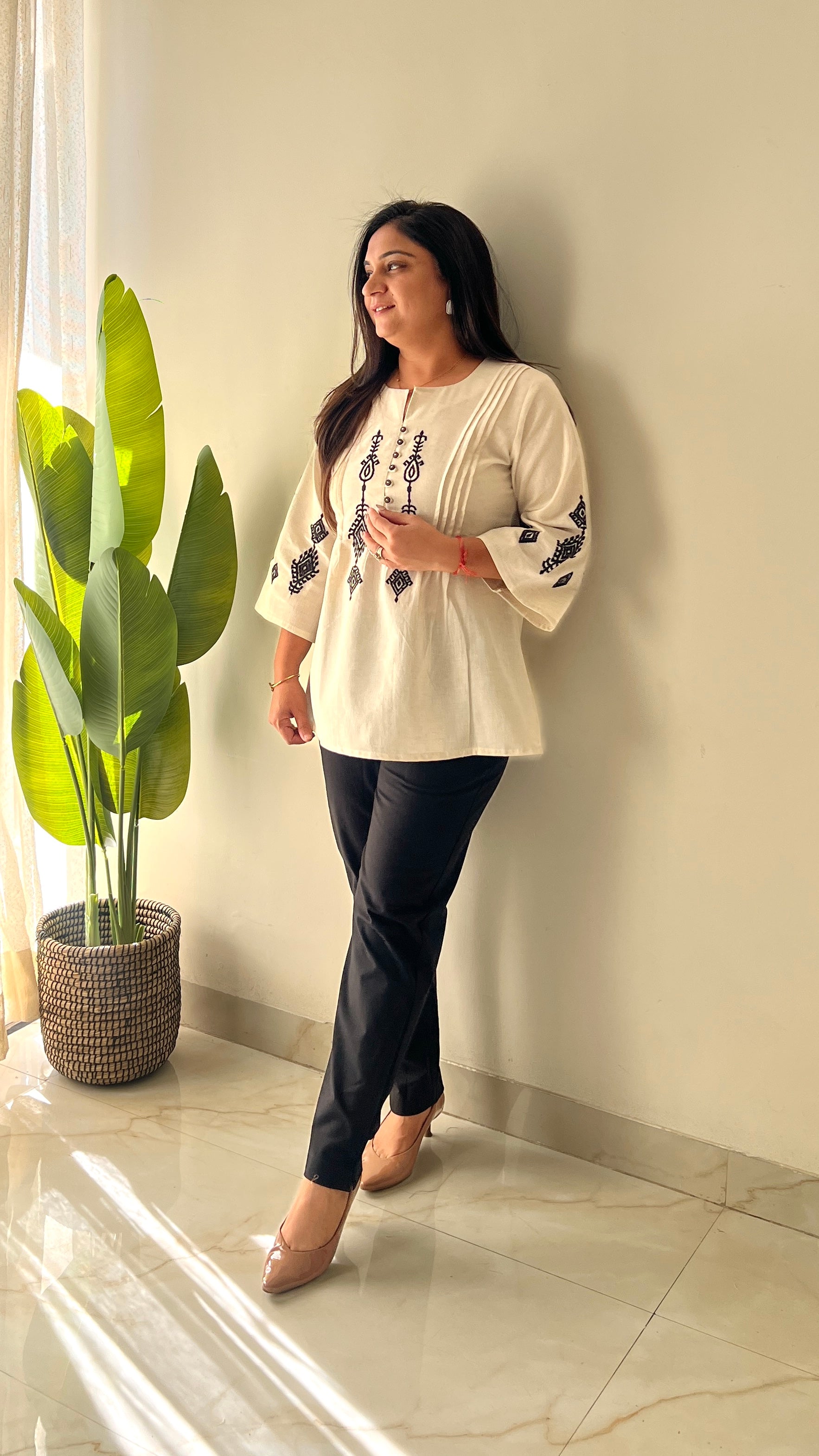 Hema Cotton Embroidered Short Top