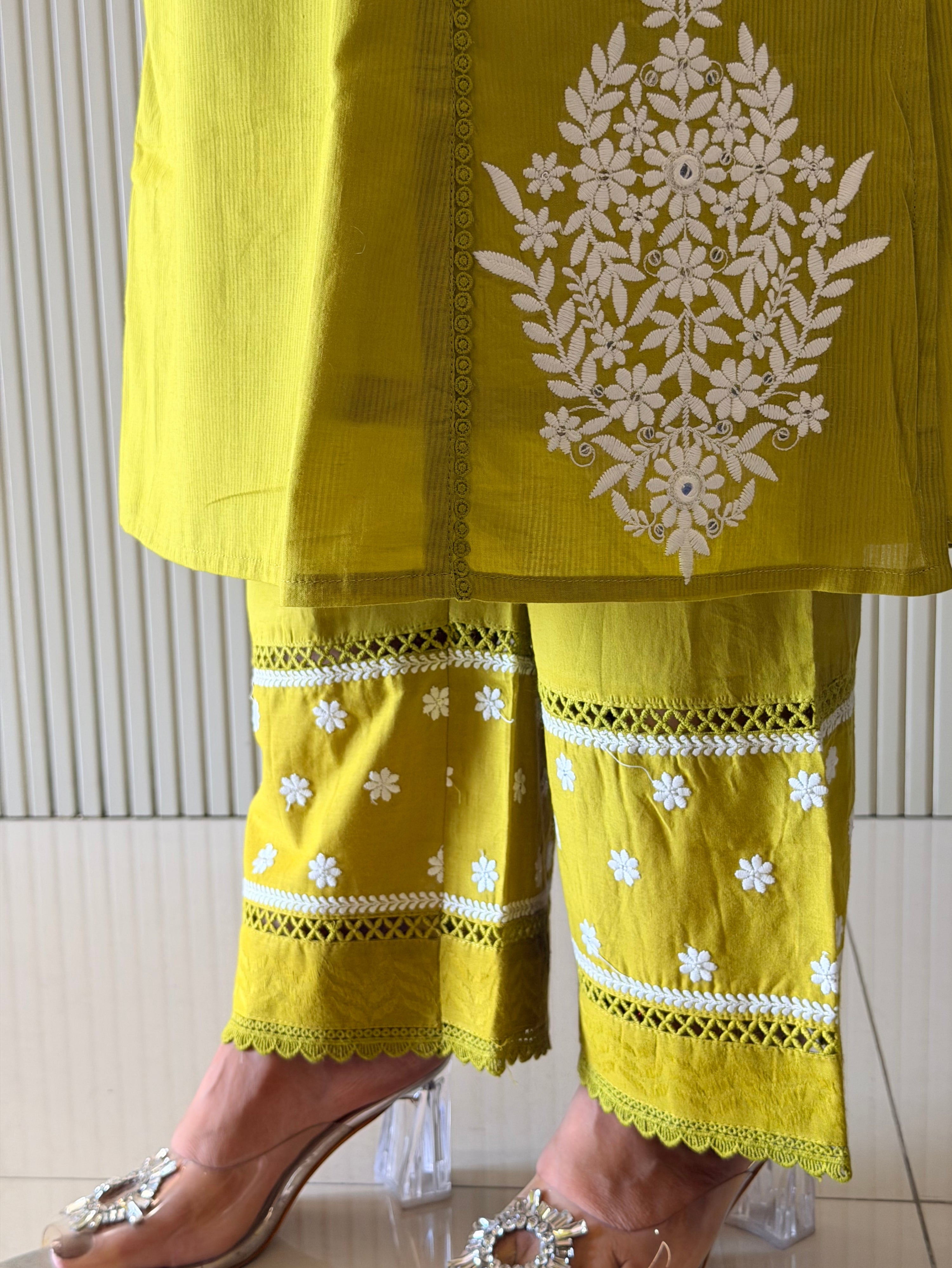 Naila Mustard Premium Mul Cotton Embroidered Dupatta Set