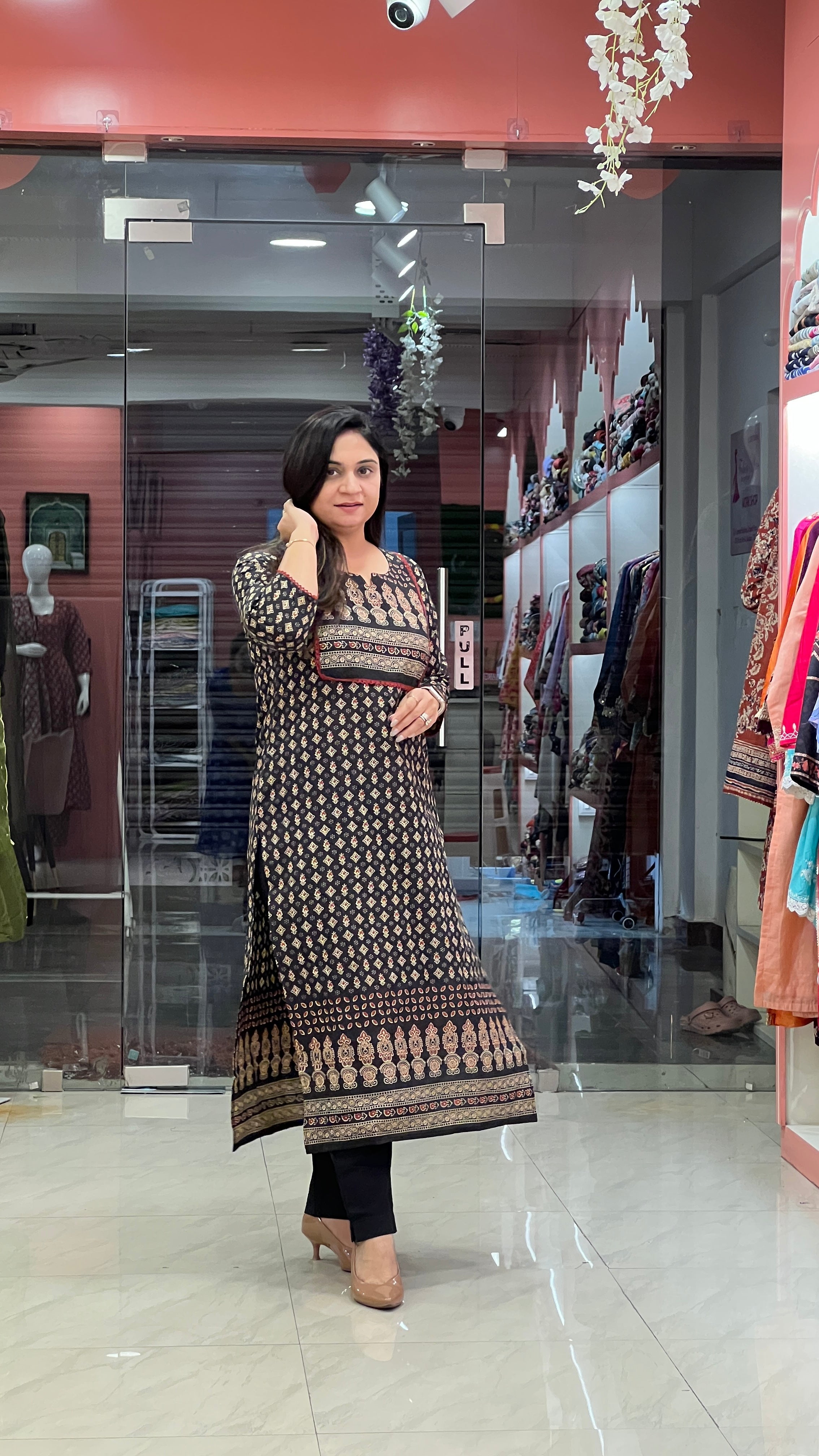 Cotton Ajrakh Casual Straight Kurta