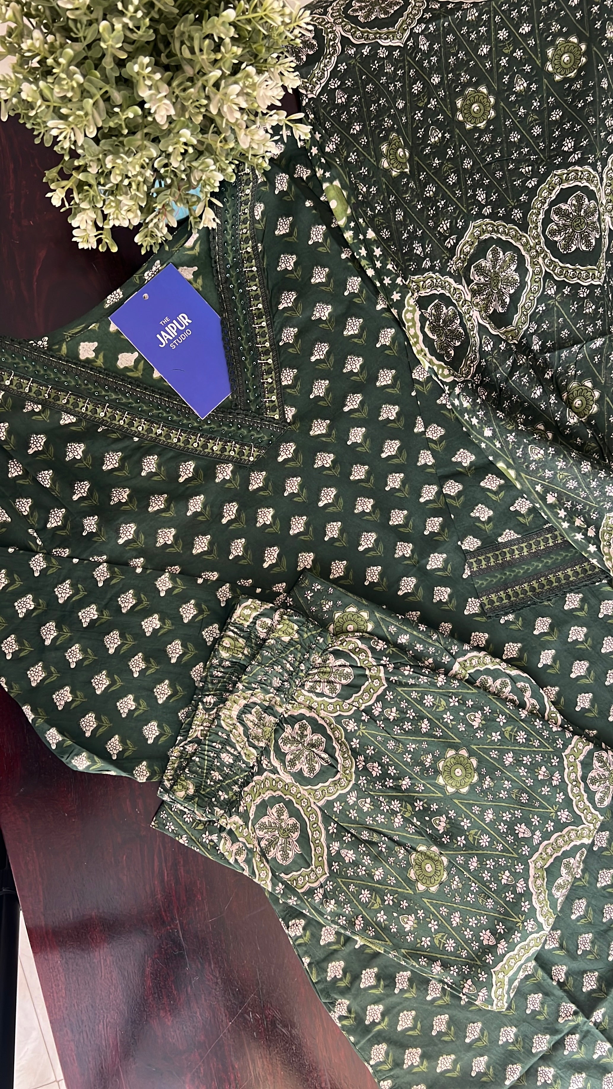 Divisha Ajrakh Cotton HandEmbroidered Pant set
