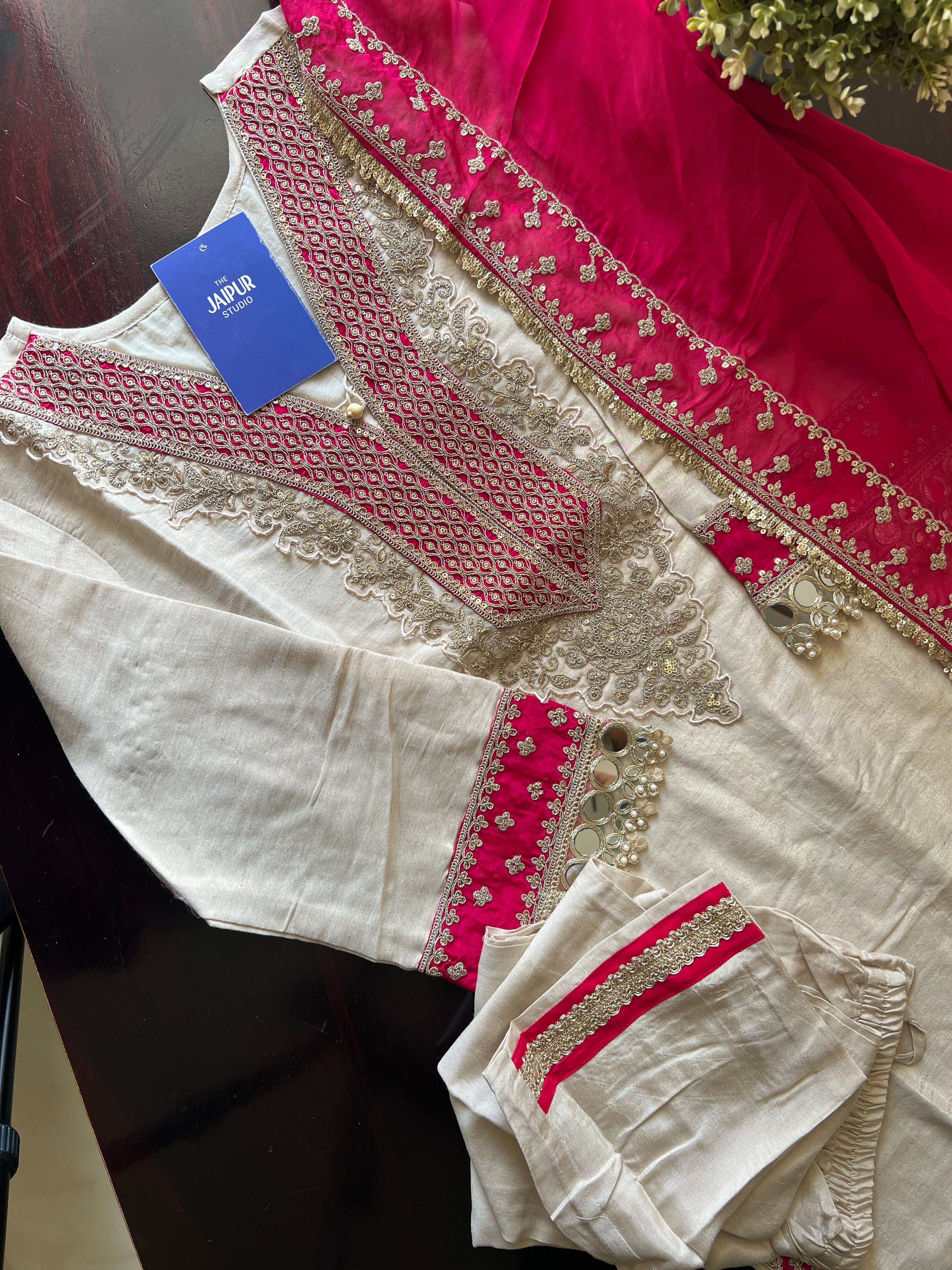 Pranjal Silk Festive HandEmbroidered Pant Set