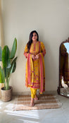 Rahma Crepe HandEmbroidered Straight Pant Set Yellow - The Jaipur Studio