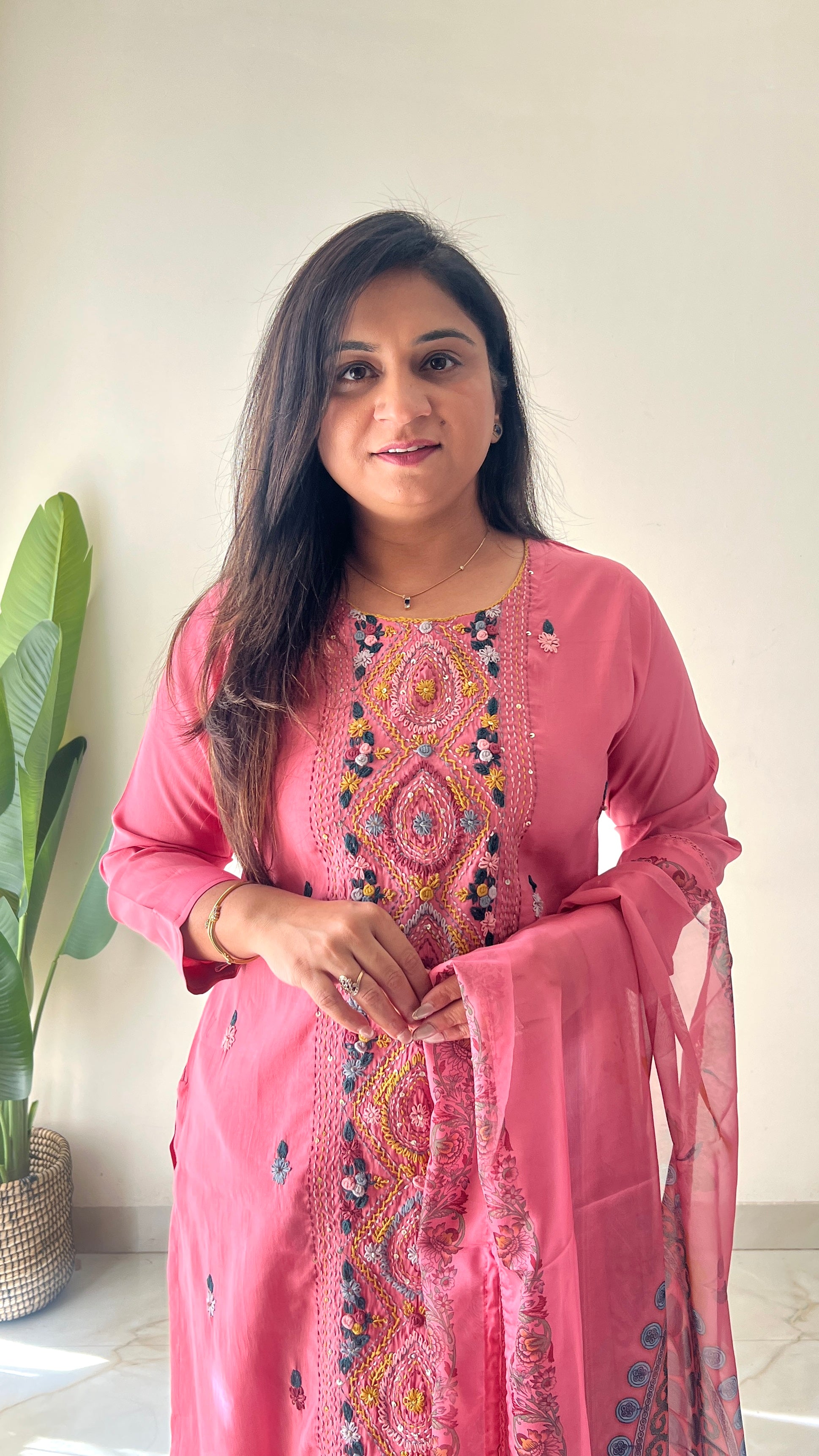 Rubina Modal Silk HandEmbroidered Dupatta Set