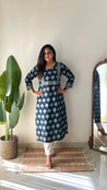 Indigo Blue Casual Cotton Straight Kurta - The Jaipur Studio