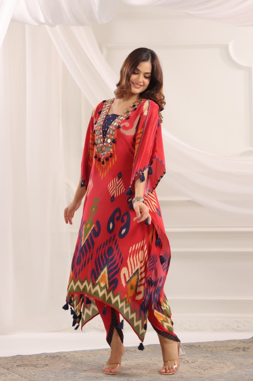 Adani Crepe Ikkat Embroidered Coord set - The Jaipur Studio