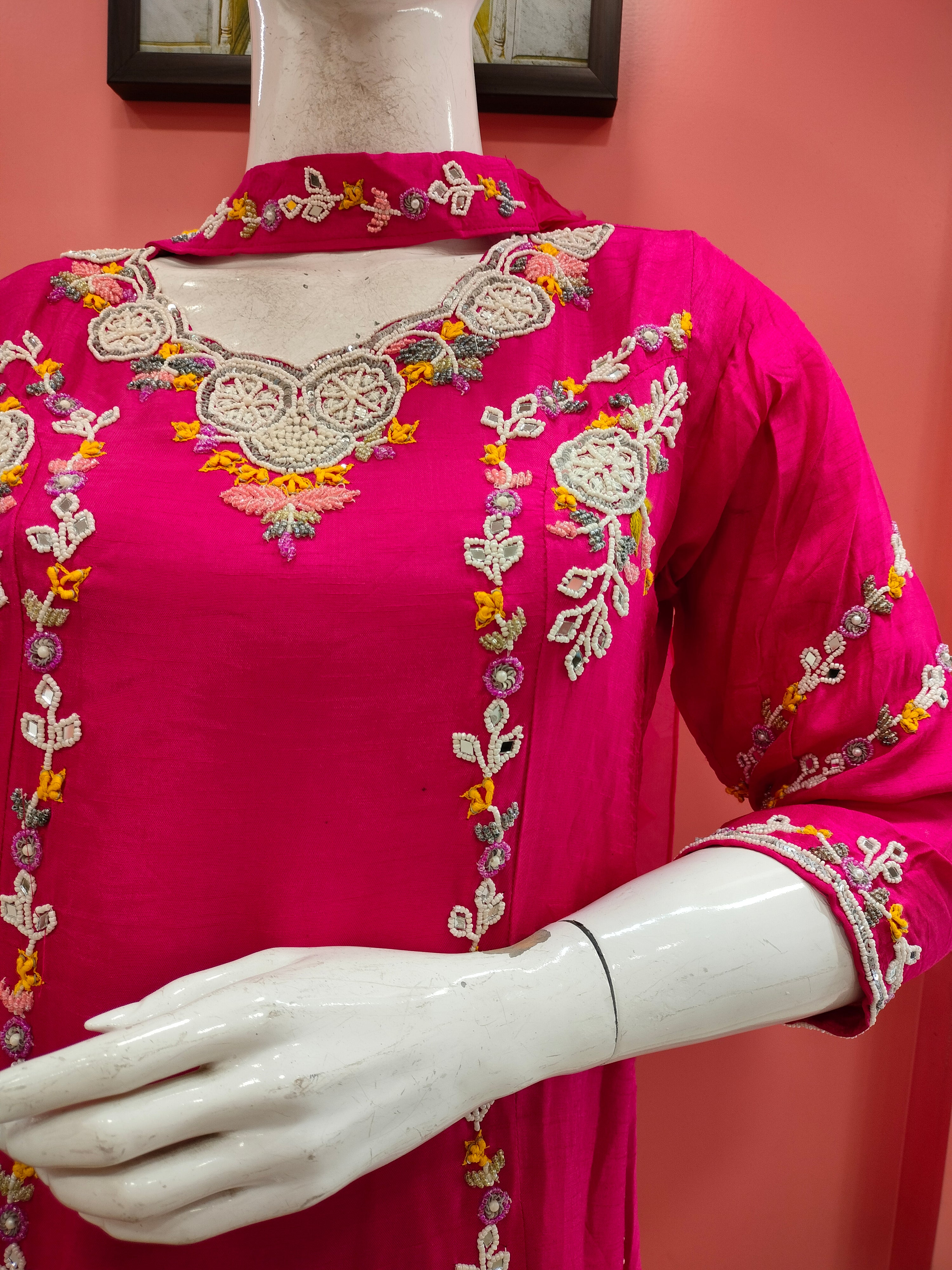 ‘Zainit’ Silk Hand Embroidered Sharara Set