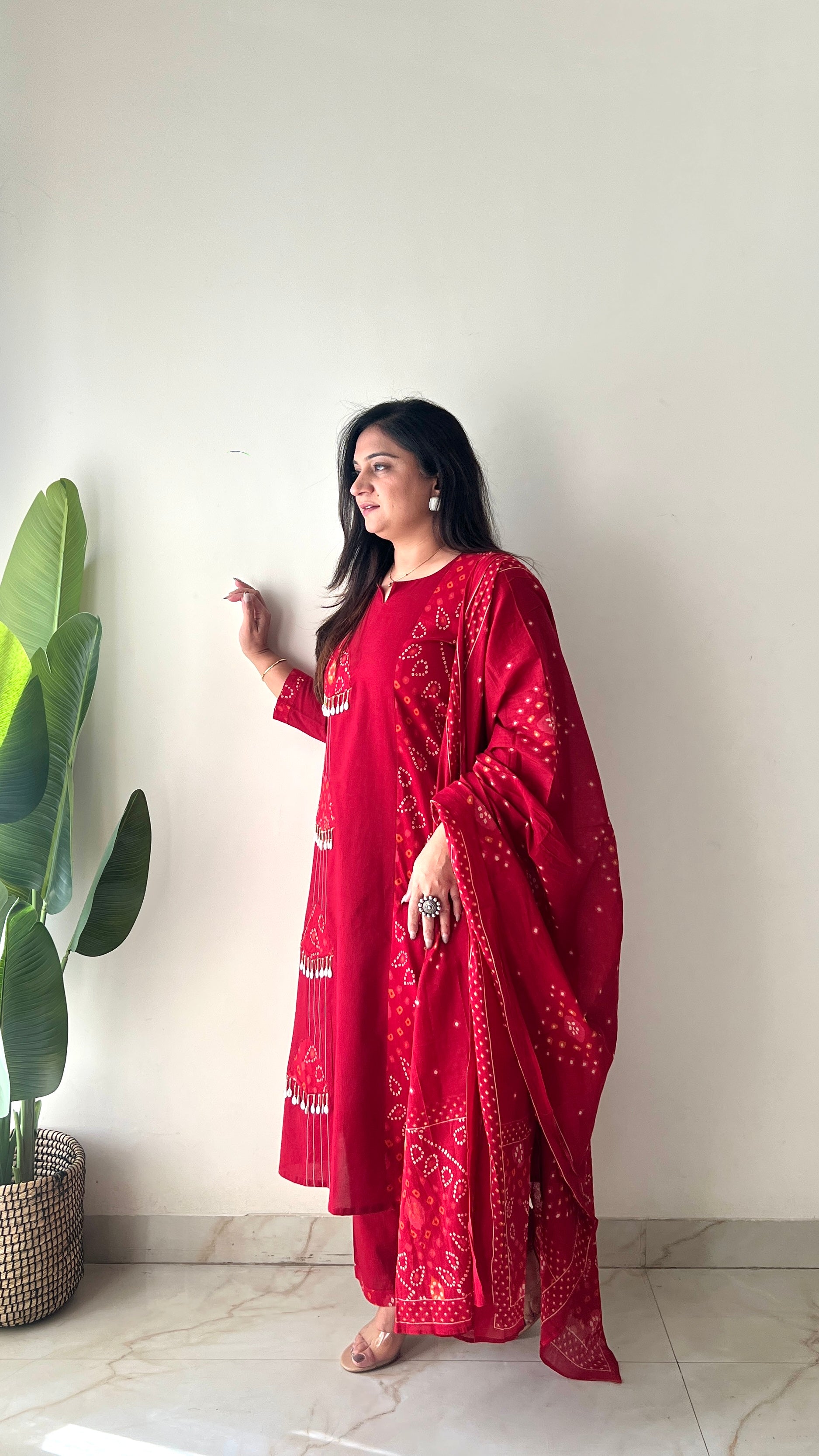 Raha MulCotton Bandhani Hand Detailed Pant Set