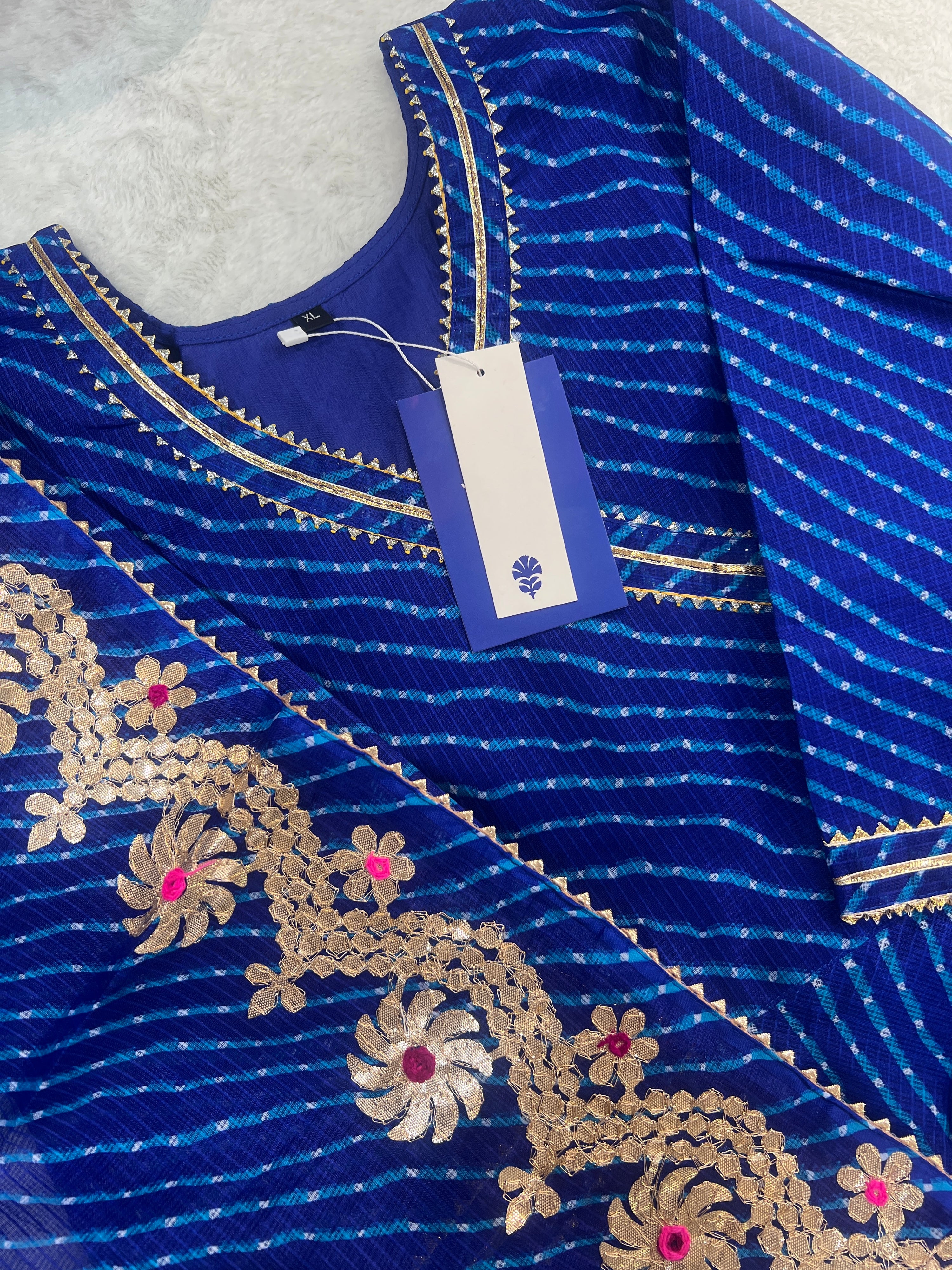 Mahira Kota Doria Leheriya Gotta Detailed Anarkali Set