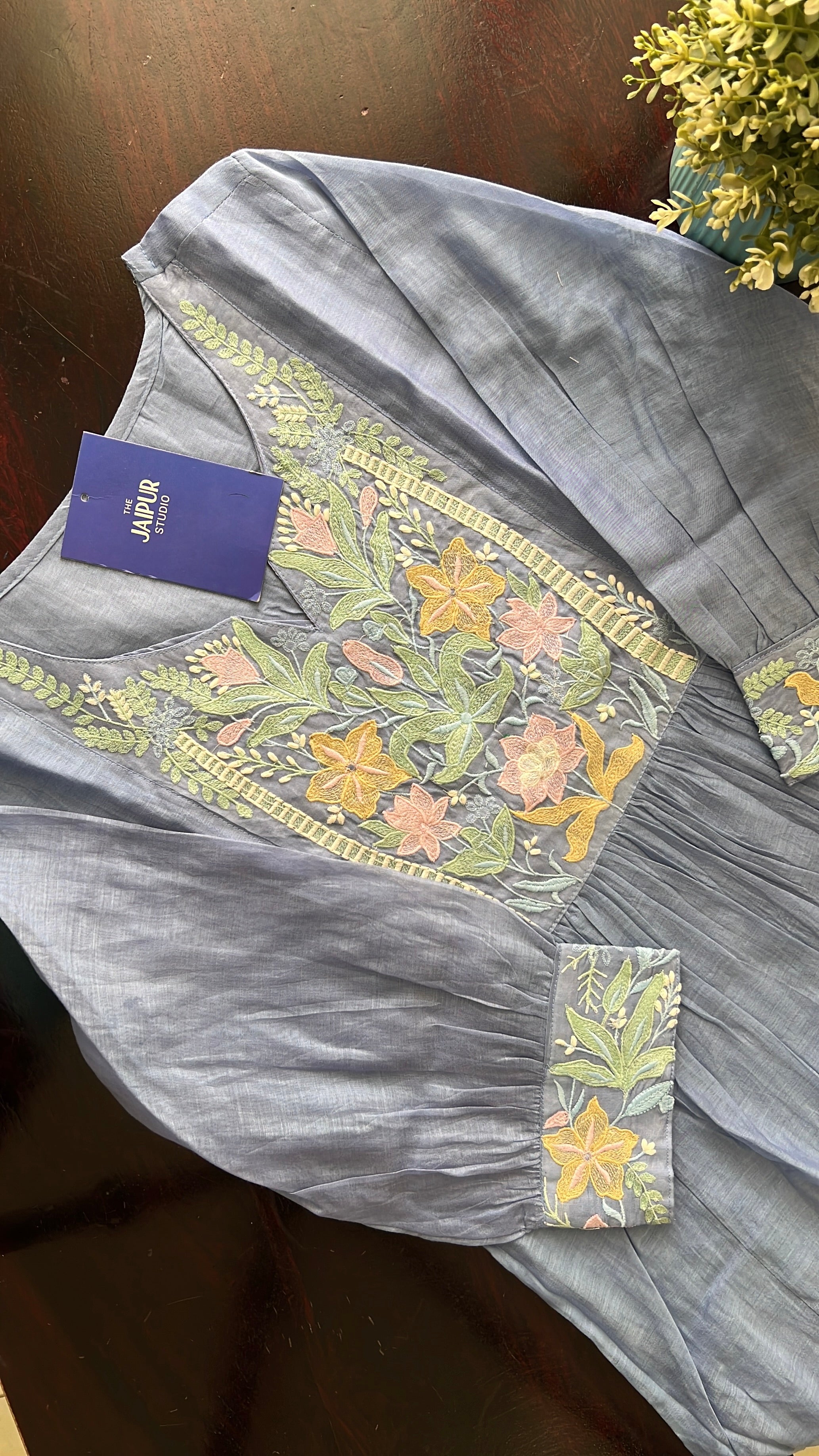 Zainab Chanderi Embroidered A-line pant Set
