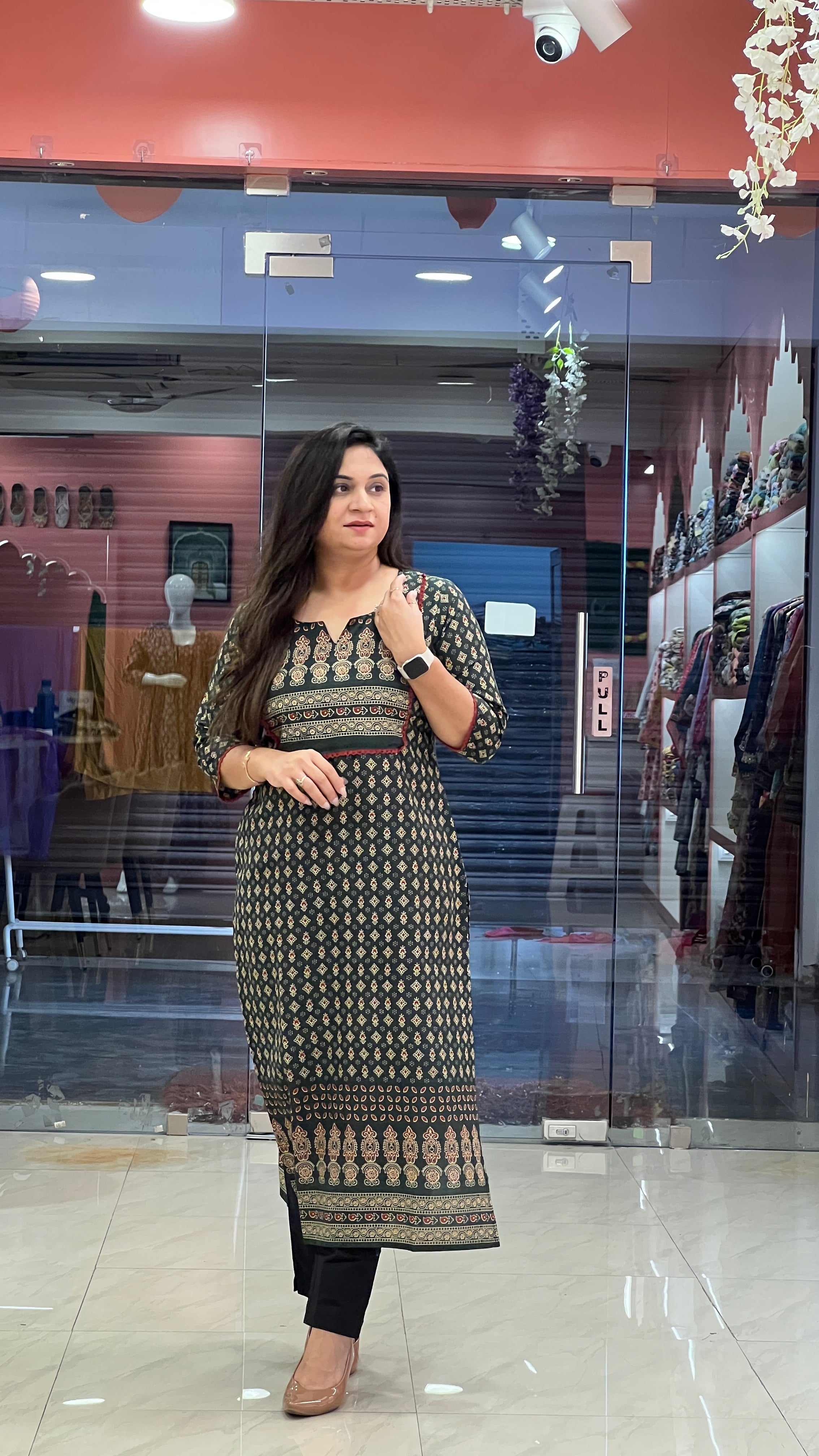 Cotton Ajrakh Casual Straight Kurta