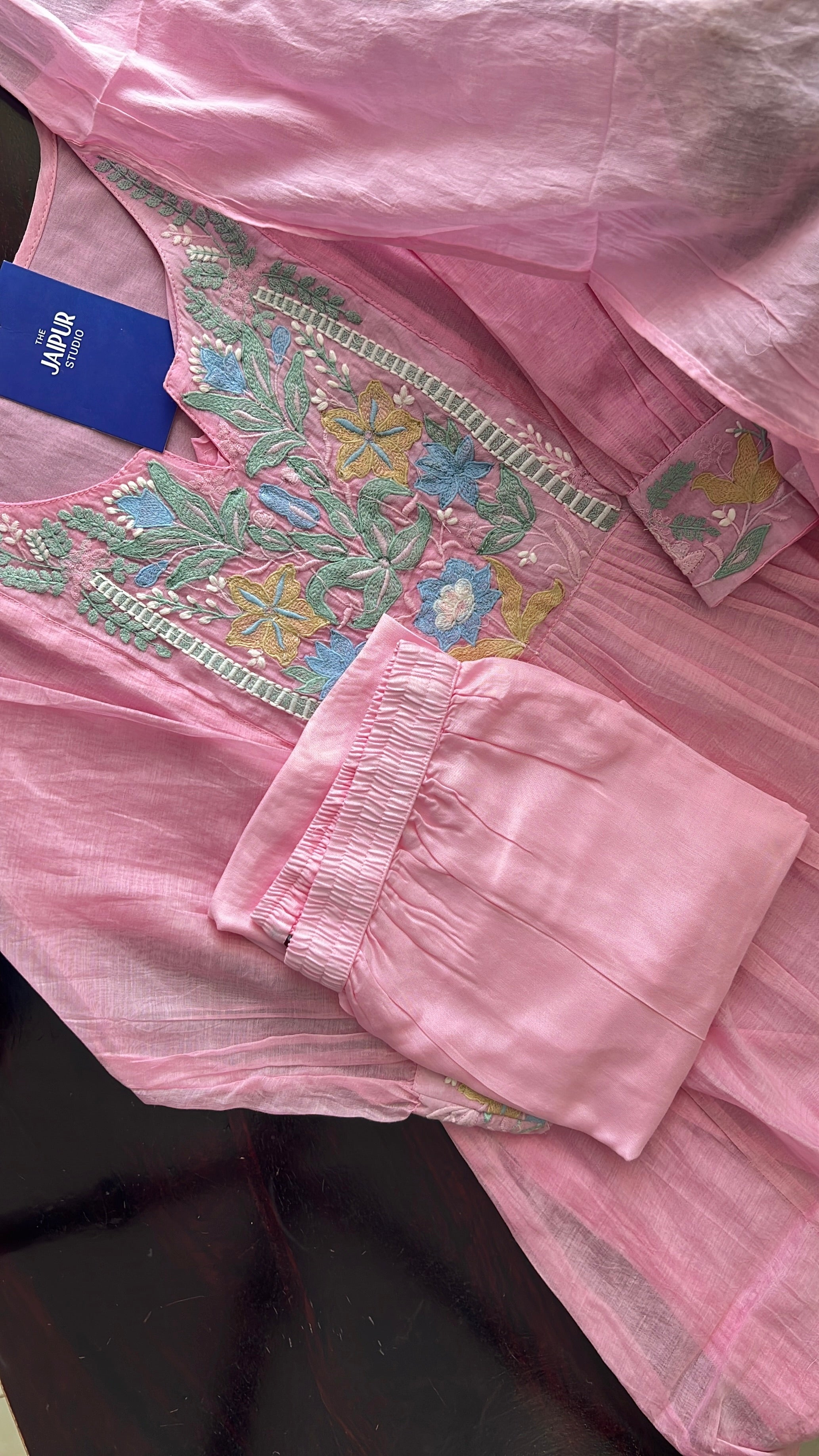 Zainab Chanderi Embroidered A-line pant Set