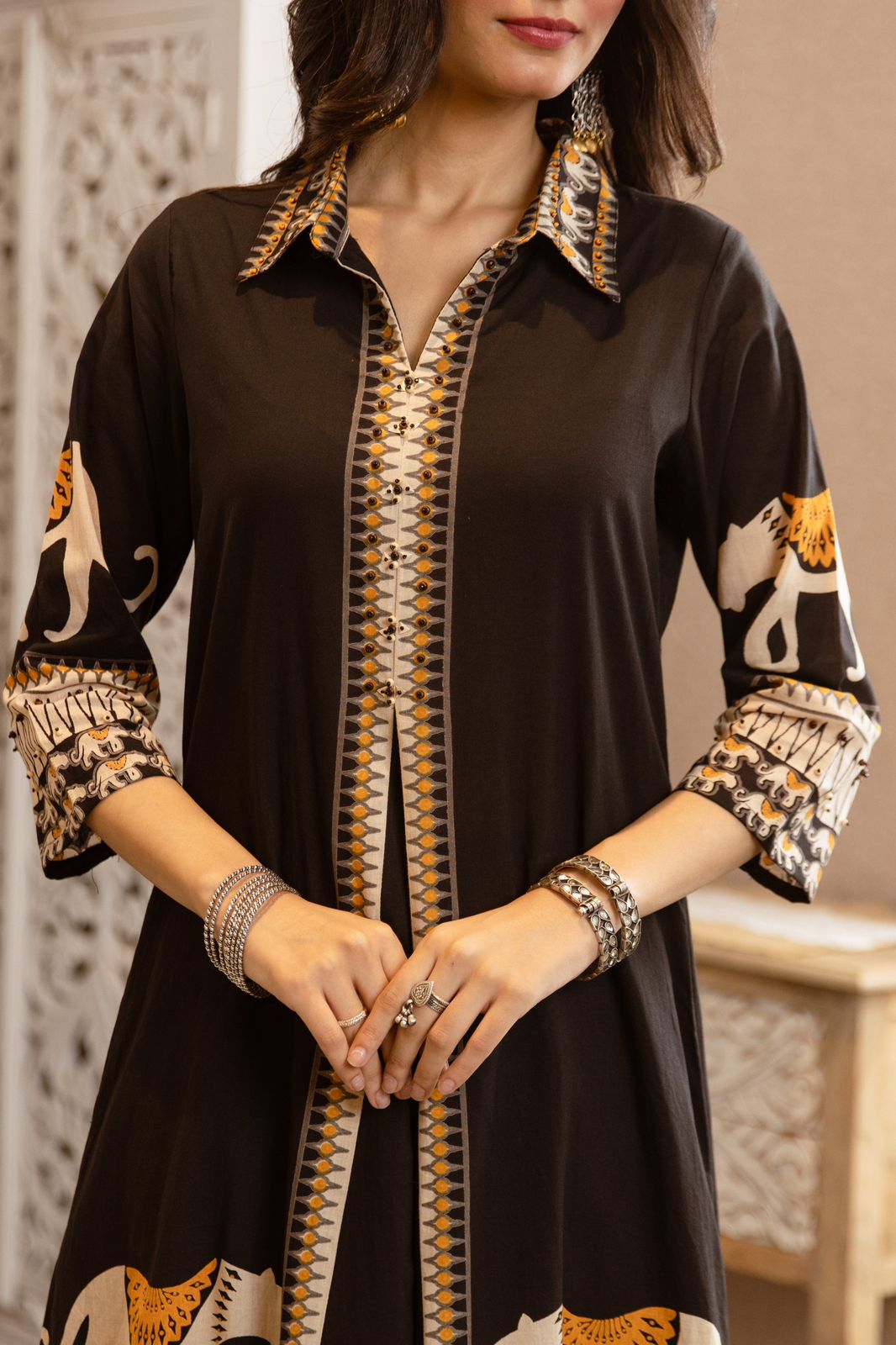 Kiara Tribal Bagh Cotton BeadWork Pant Set