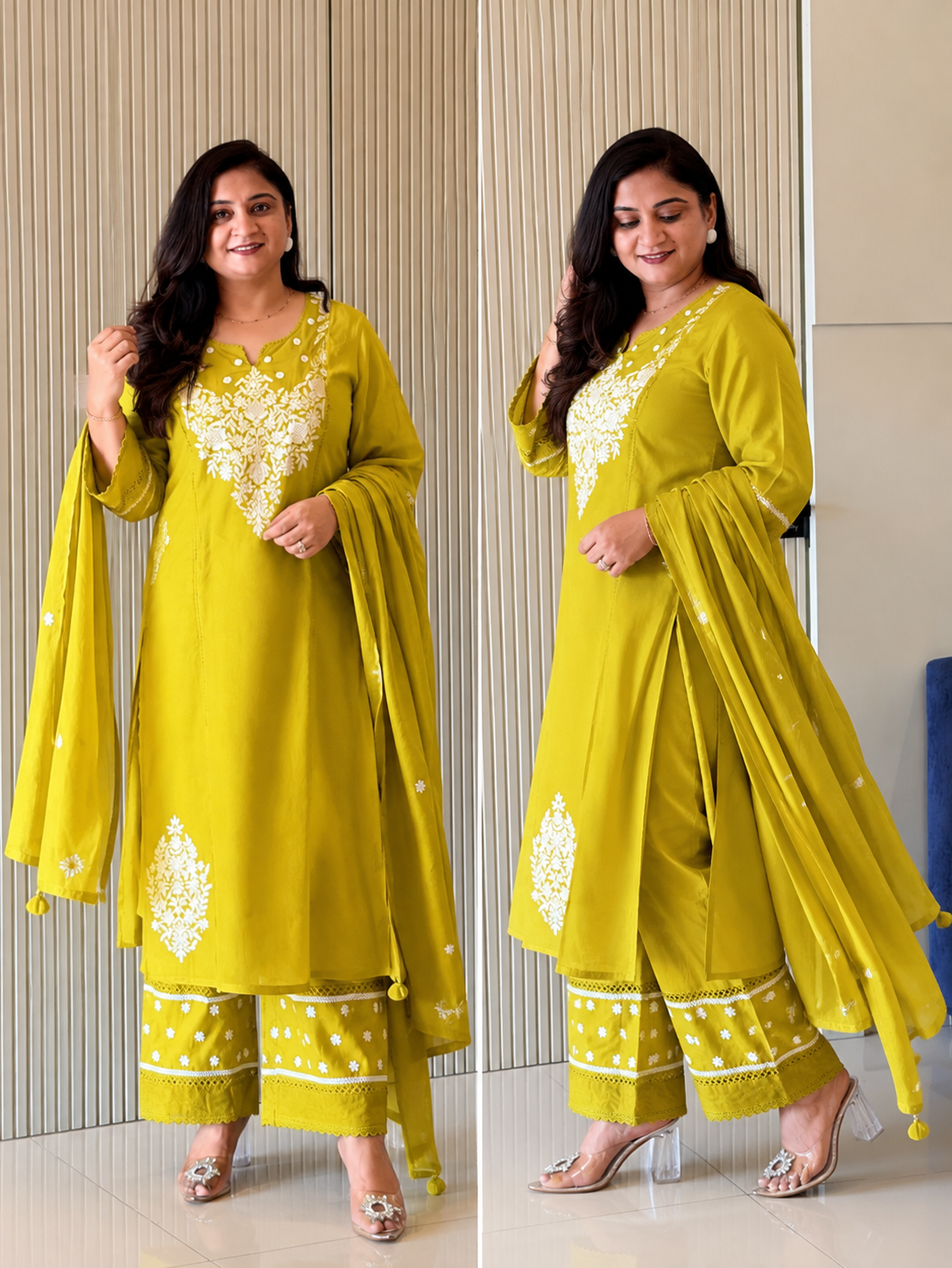 Naila Mustard Premium Mul Cotton Embroidered Dupatta Set