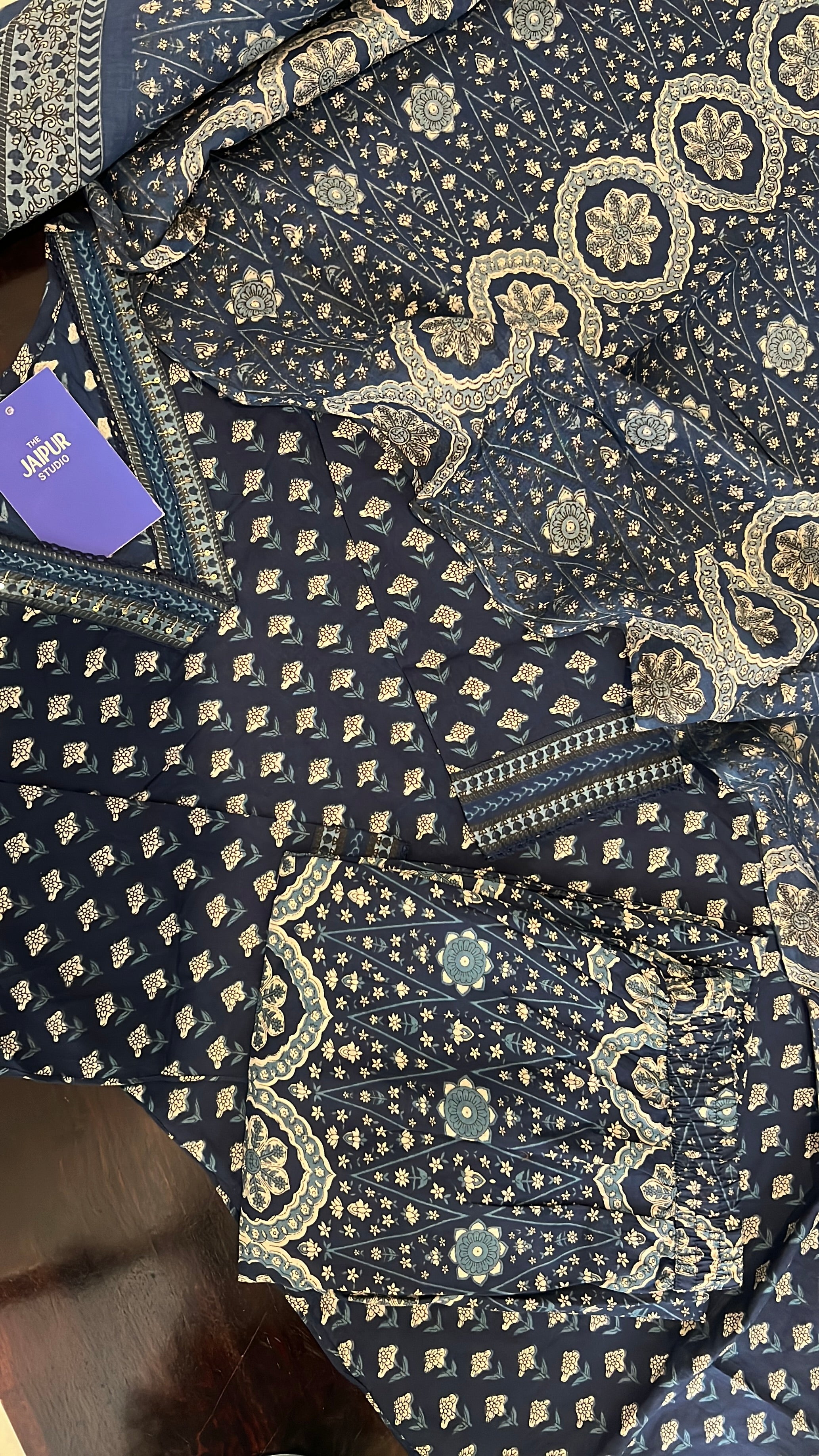 Divisha Ajrakh Cotton HandEmbroidered Pant set