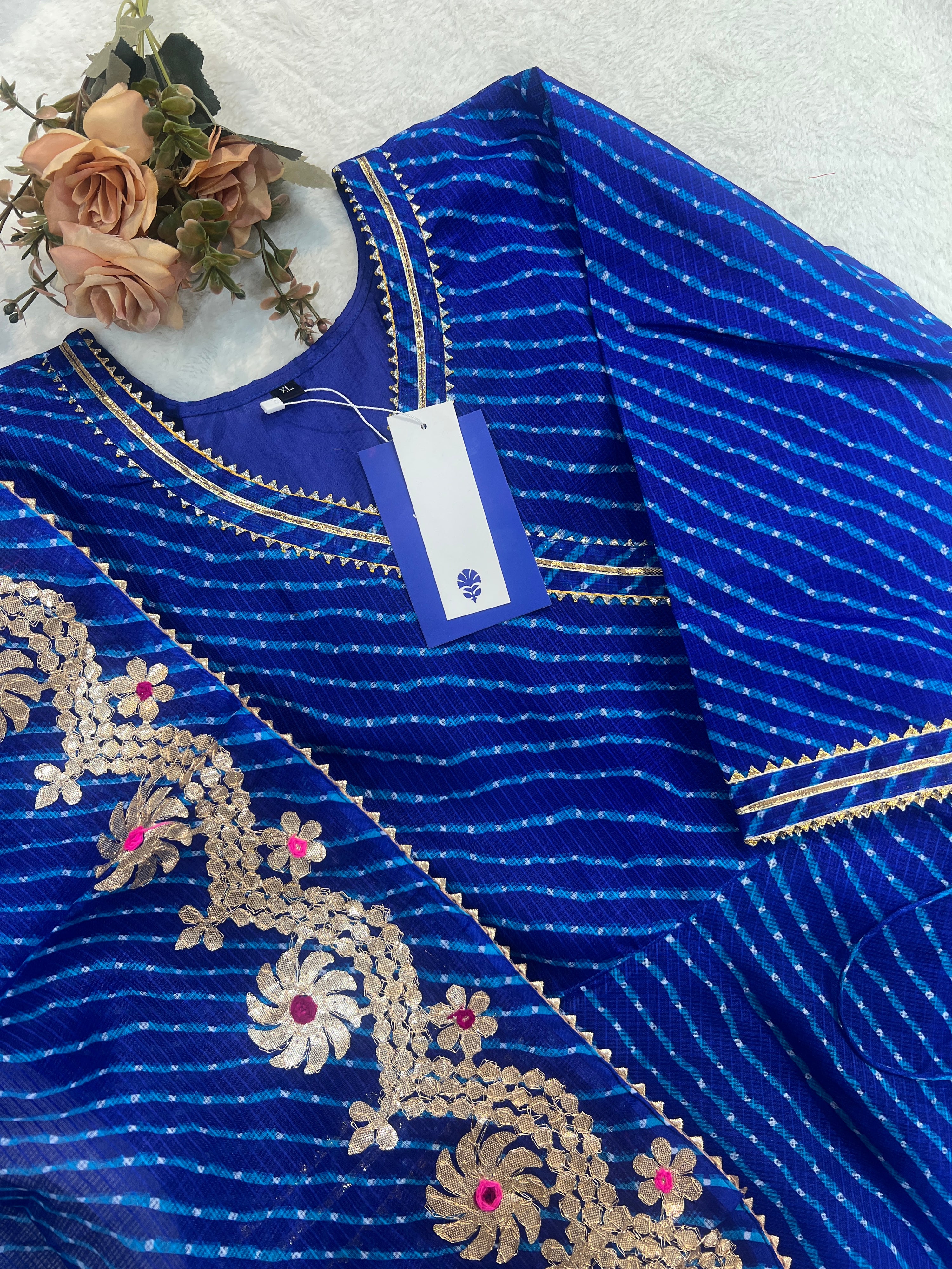 Mahira Kota Doria Leheriya Gotta Detailed Anarkali Set