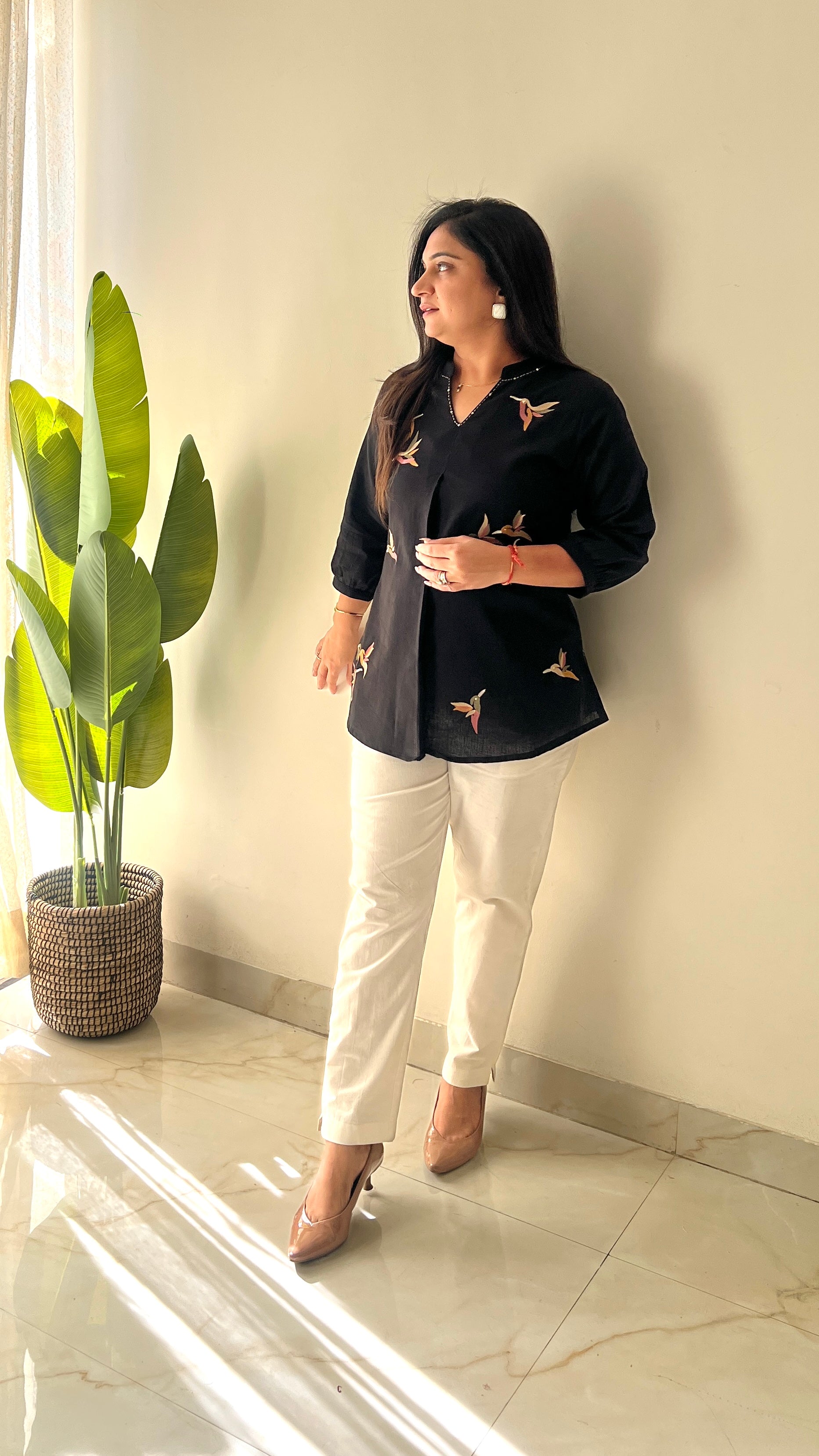 Kashi Cotton Embroidered Short Top