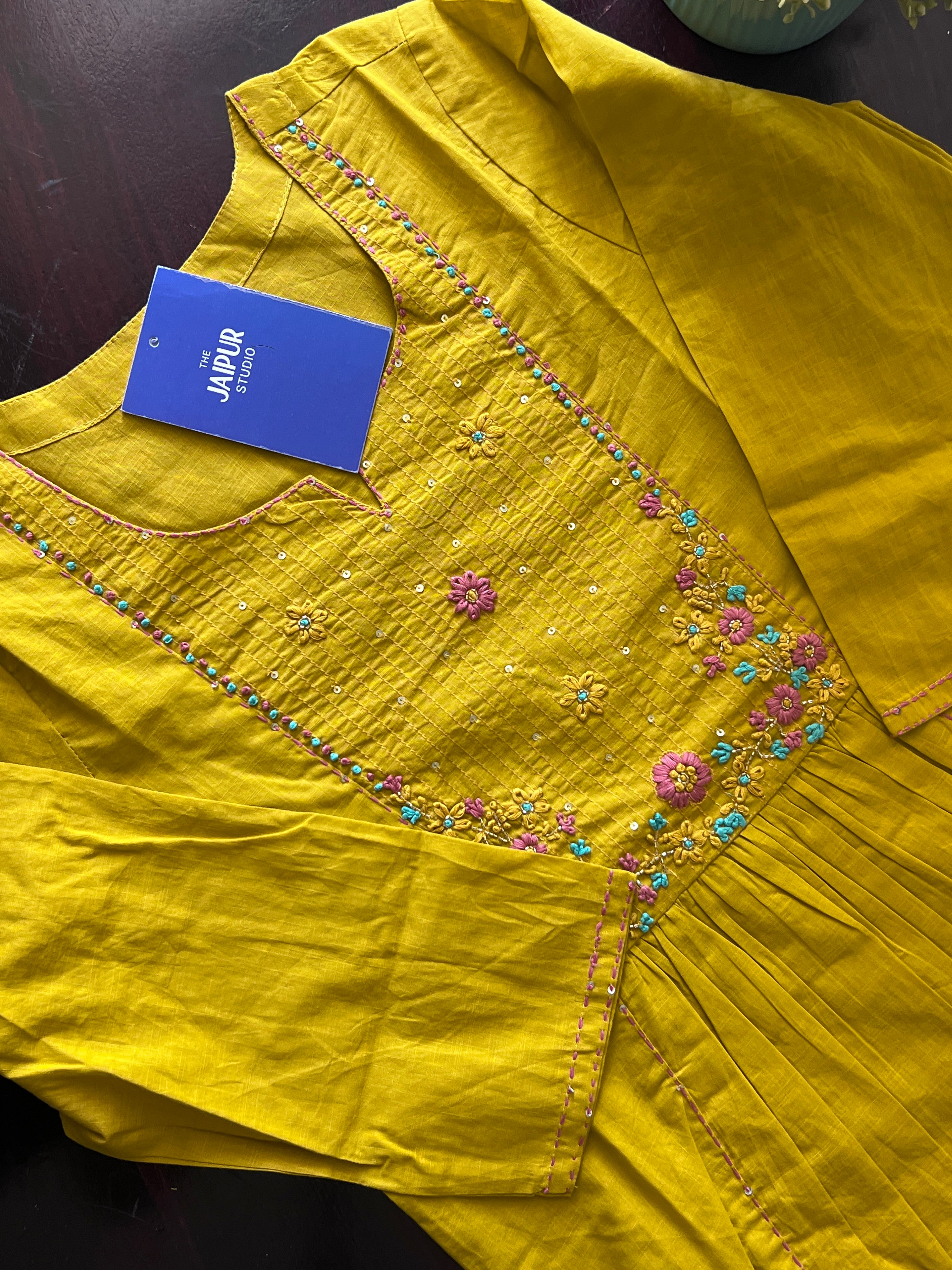 Lina Cotton HandEmbroidered A-line Pant Set