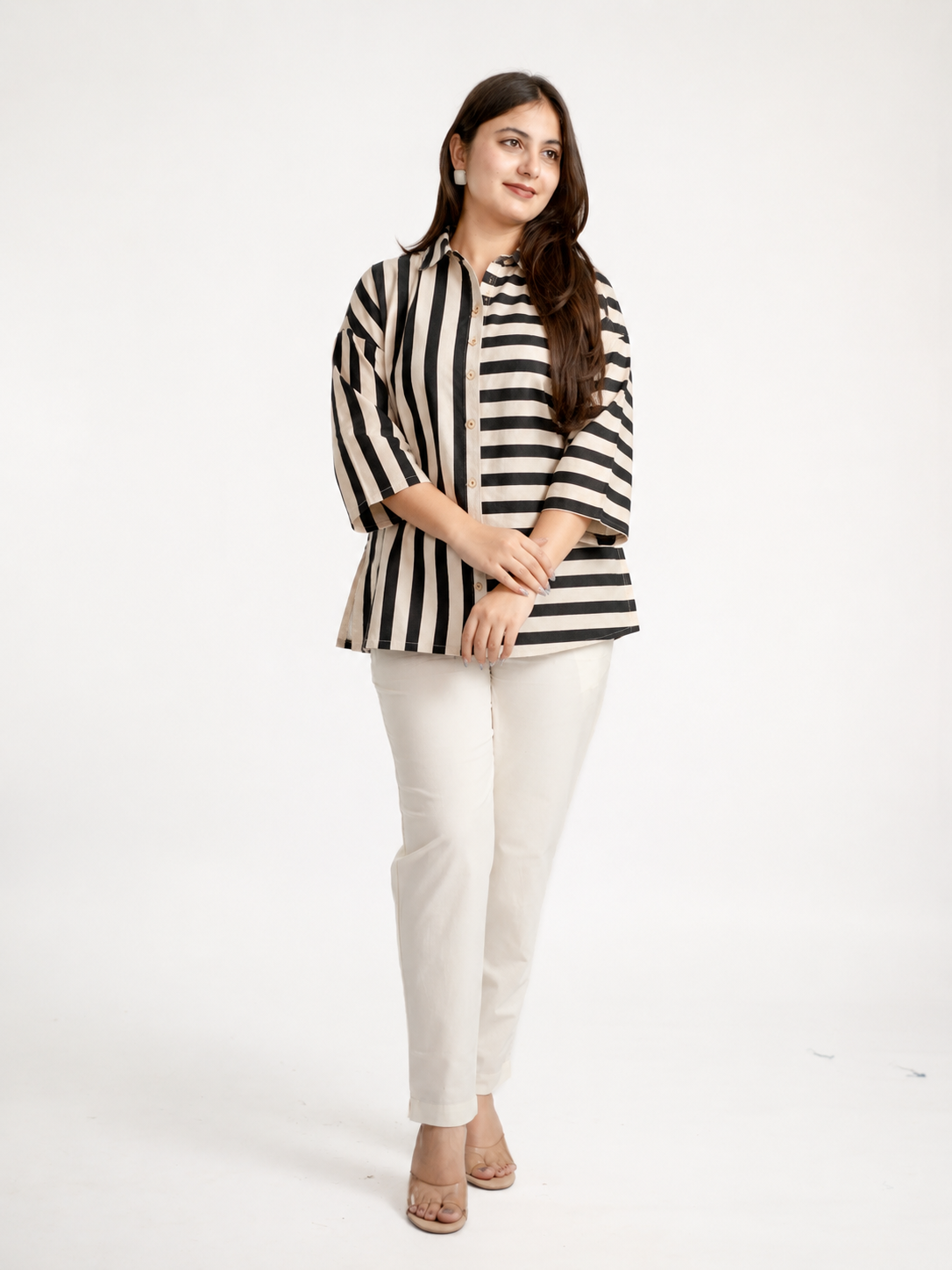 Tevsha-Black Cotton Handblock Stripes Shirt