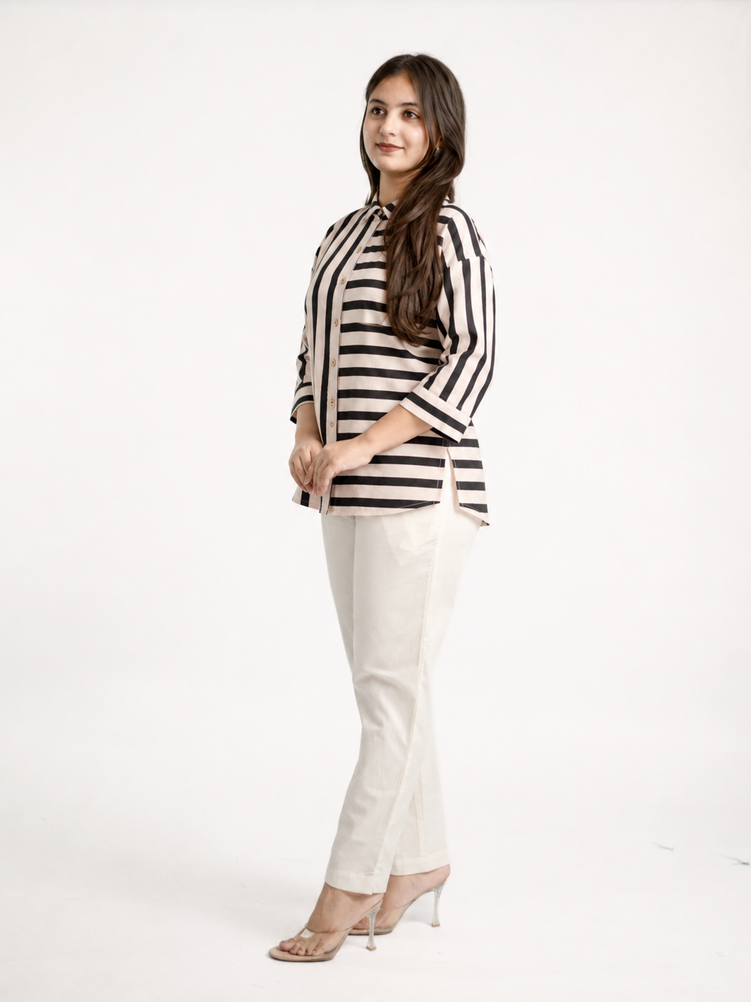 Tevsha-Black Cotton Handblock Stripes Shirt