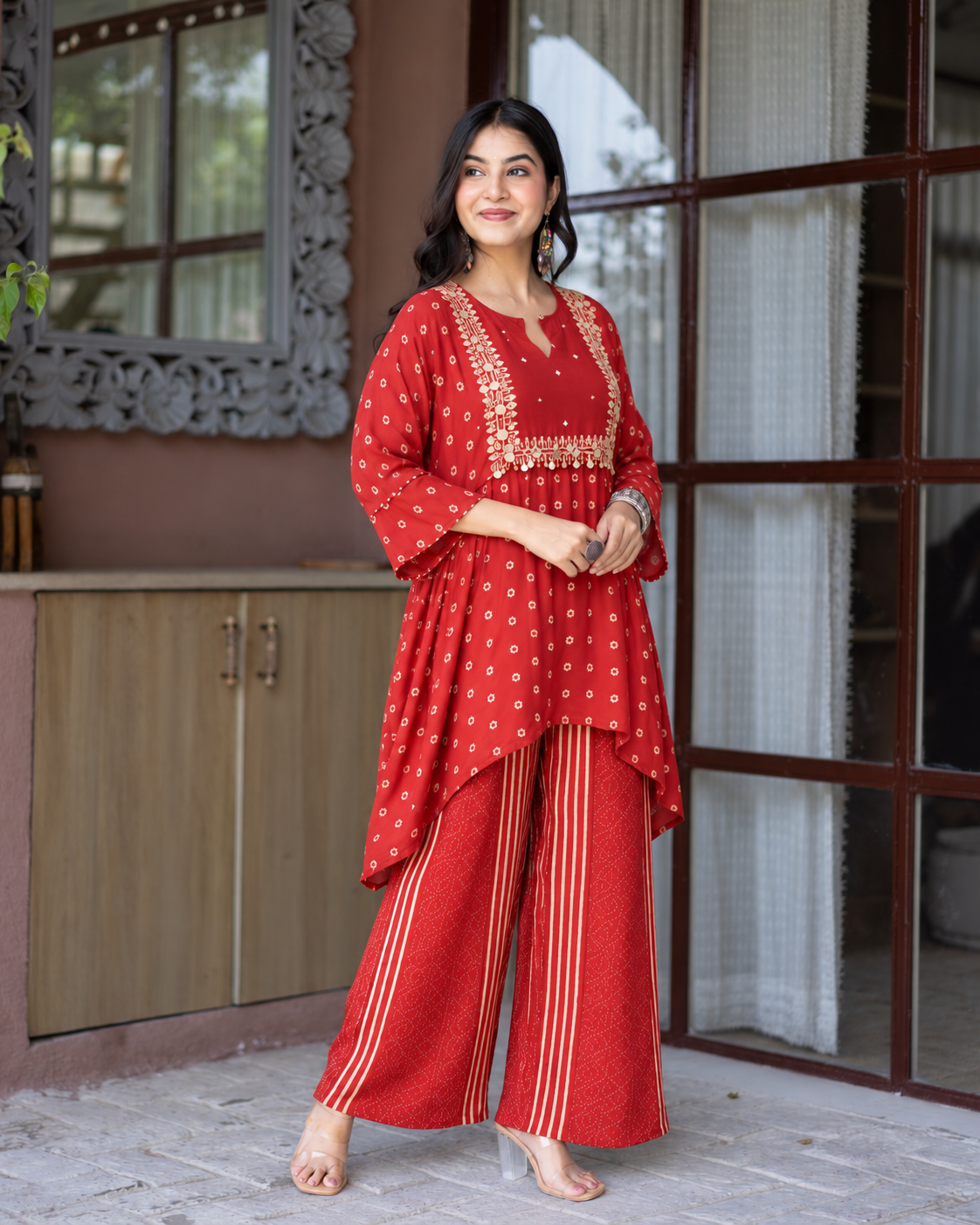 Maroon and mustard ethnic wear colour combination