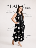 Laila Black Polka Rayon A-line Coord Set
